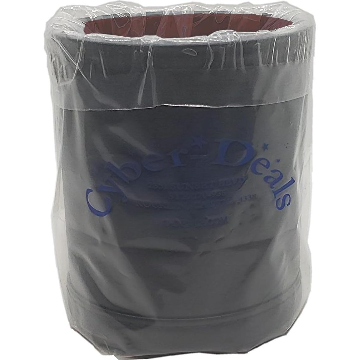 Copa de Dados de Cuero PU Negro con Fieltro Rojo y Dados