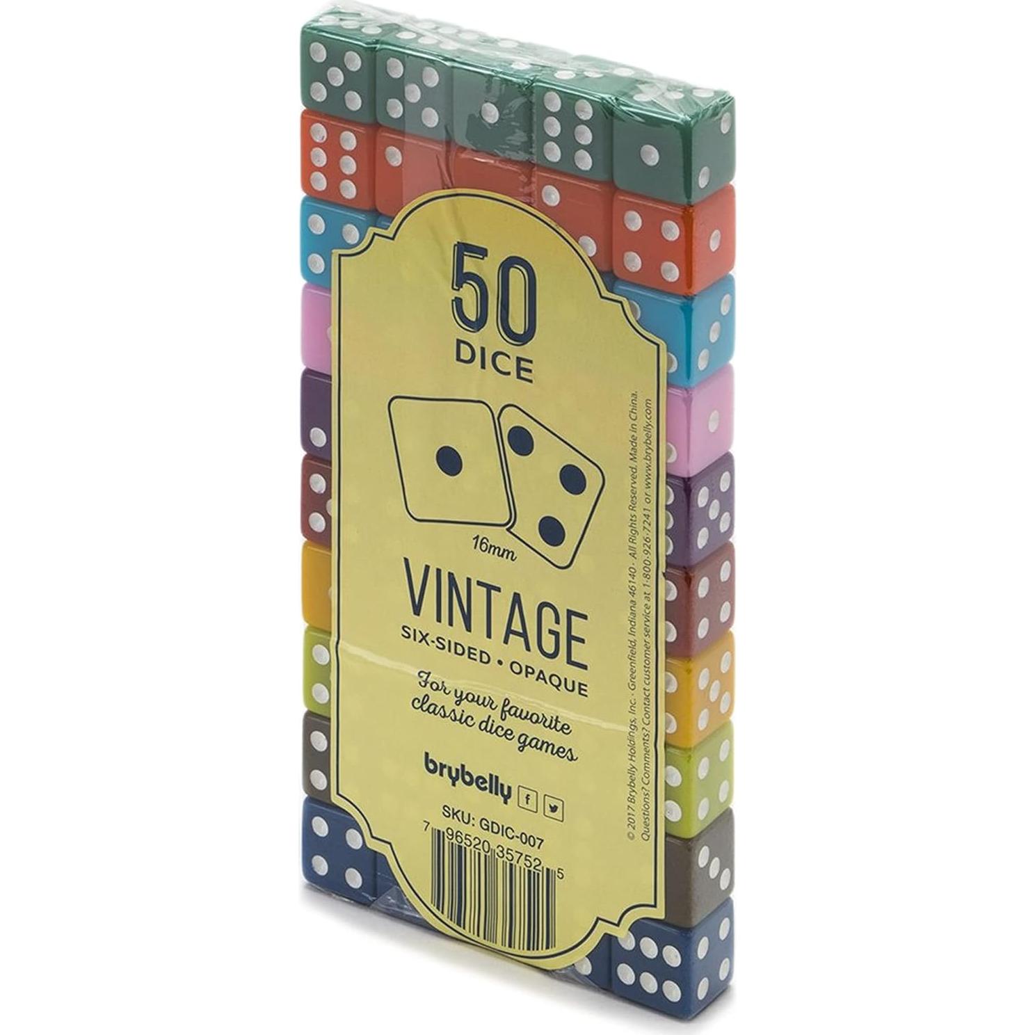 Paquete de 50 Dados Vintage de 16mm Brybelly para Juegos