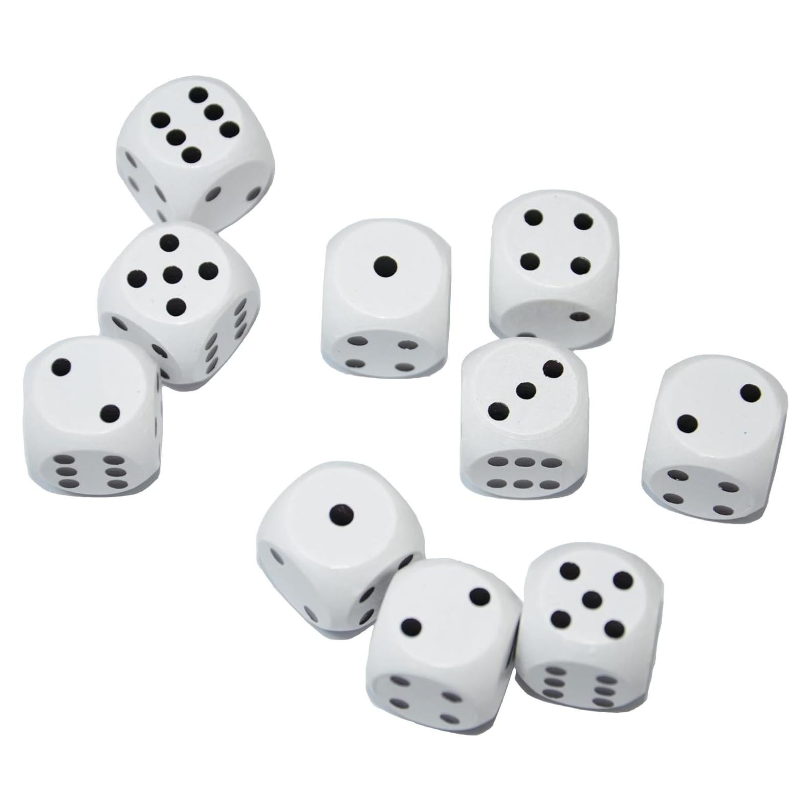 Juego de 10 Dados de Madera D6 16mm StarMall Blanco