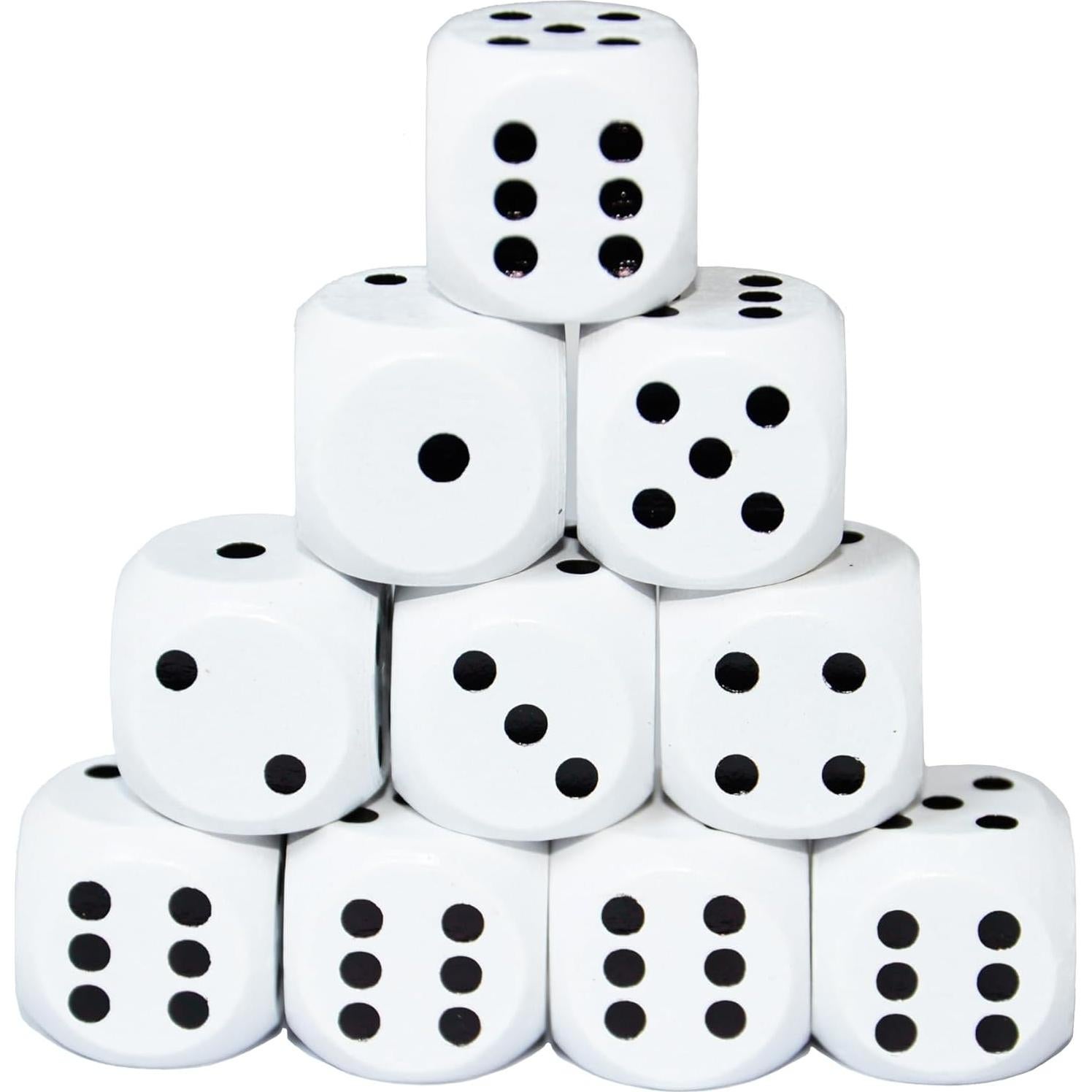 Juego de 10 Dados de Madera D6 16mm StarMall Blanco