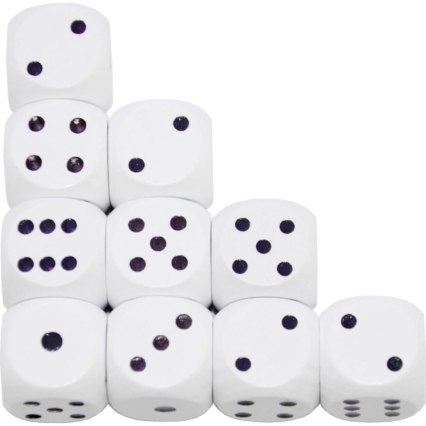 Juego de 10 Dados de Madera D6 16mm StarMall Blanco