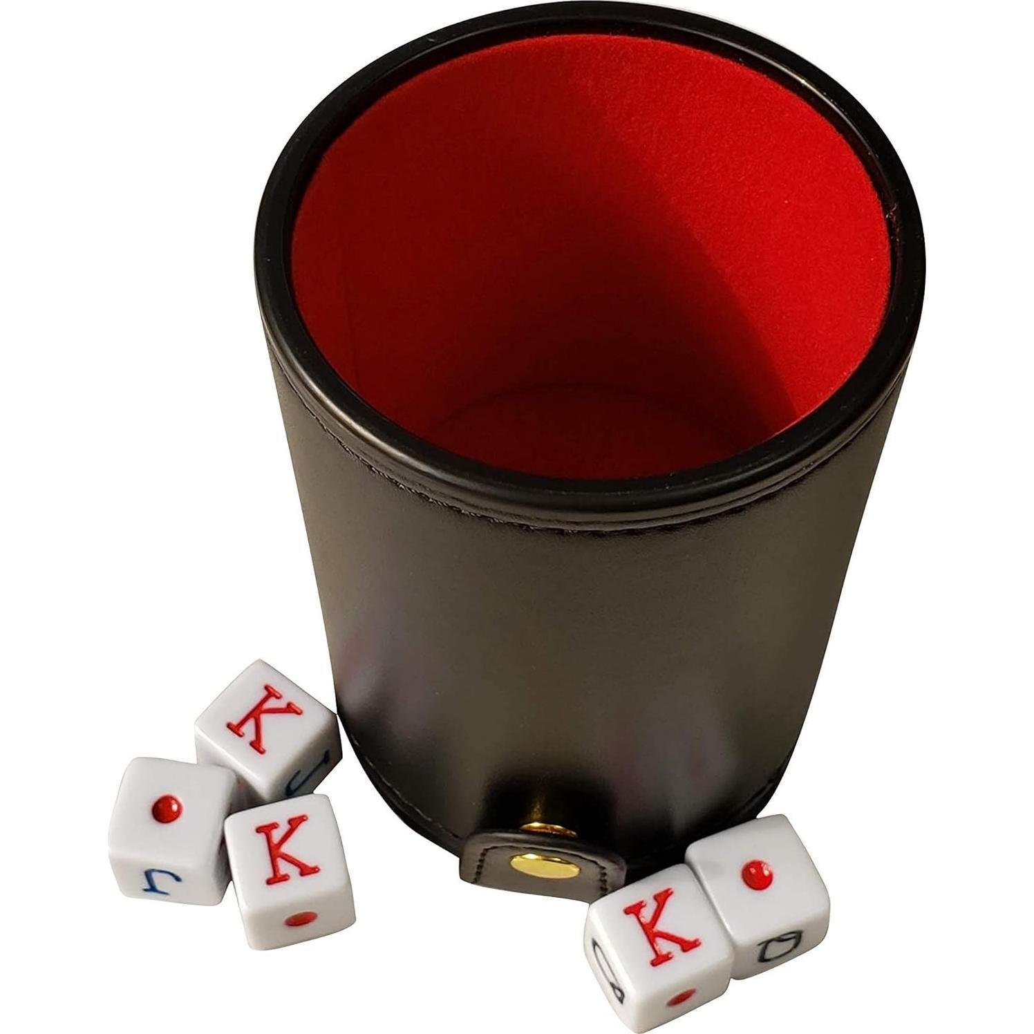 Taza de Dados Bene Casa con 5 Dados de Póker y Fieltro Rojo