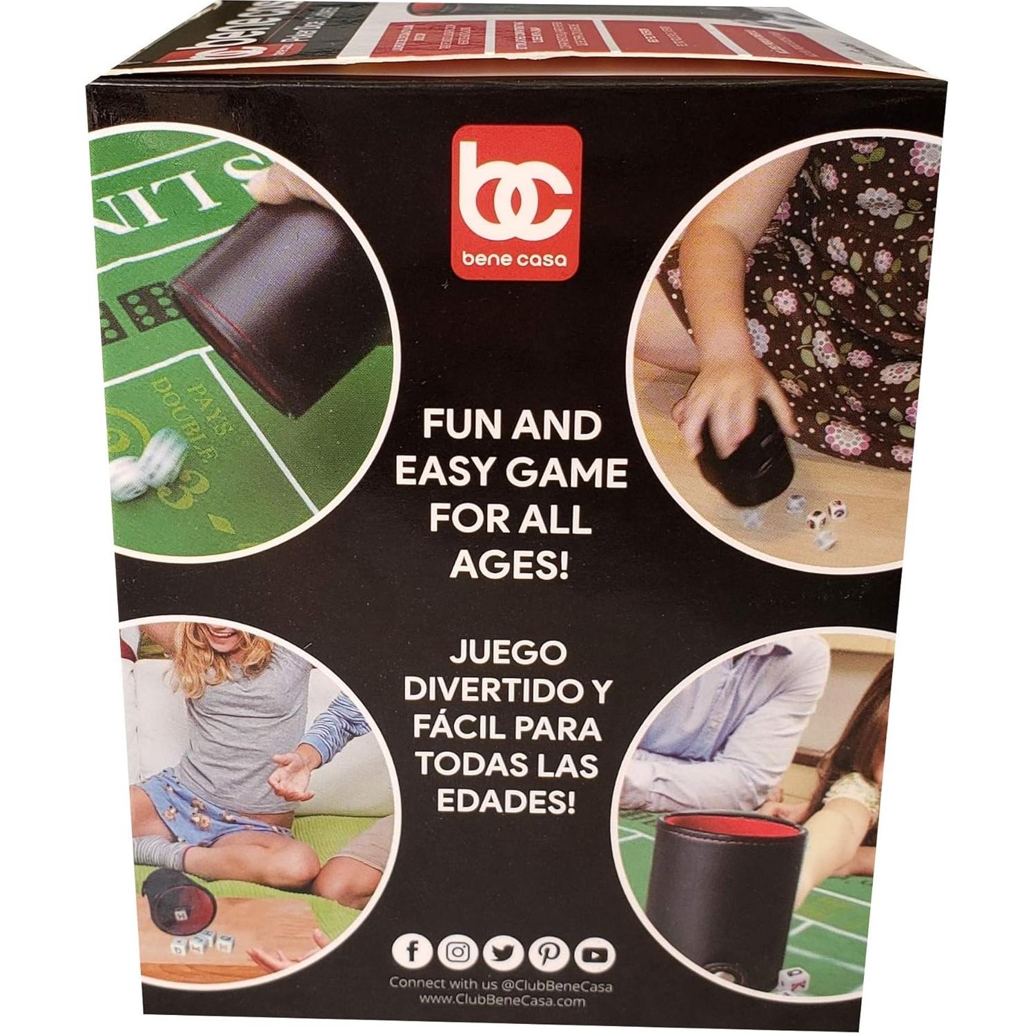 Taza de Dados Bene Casa con 5 Dados de Póker y Fieltro Rojo