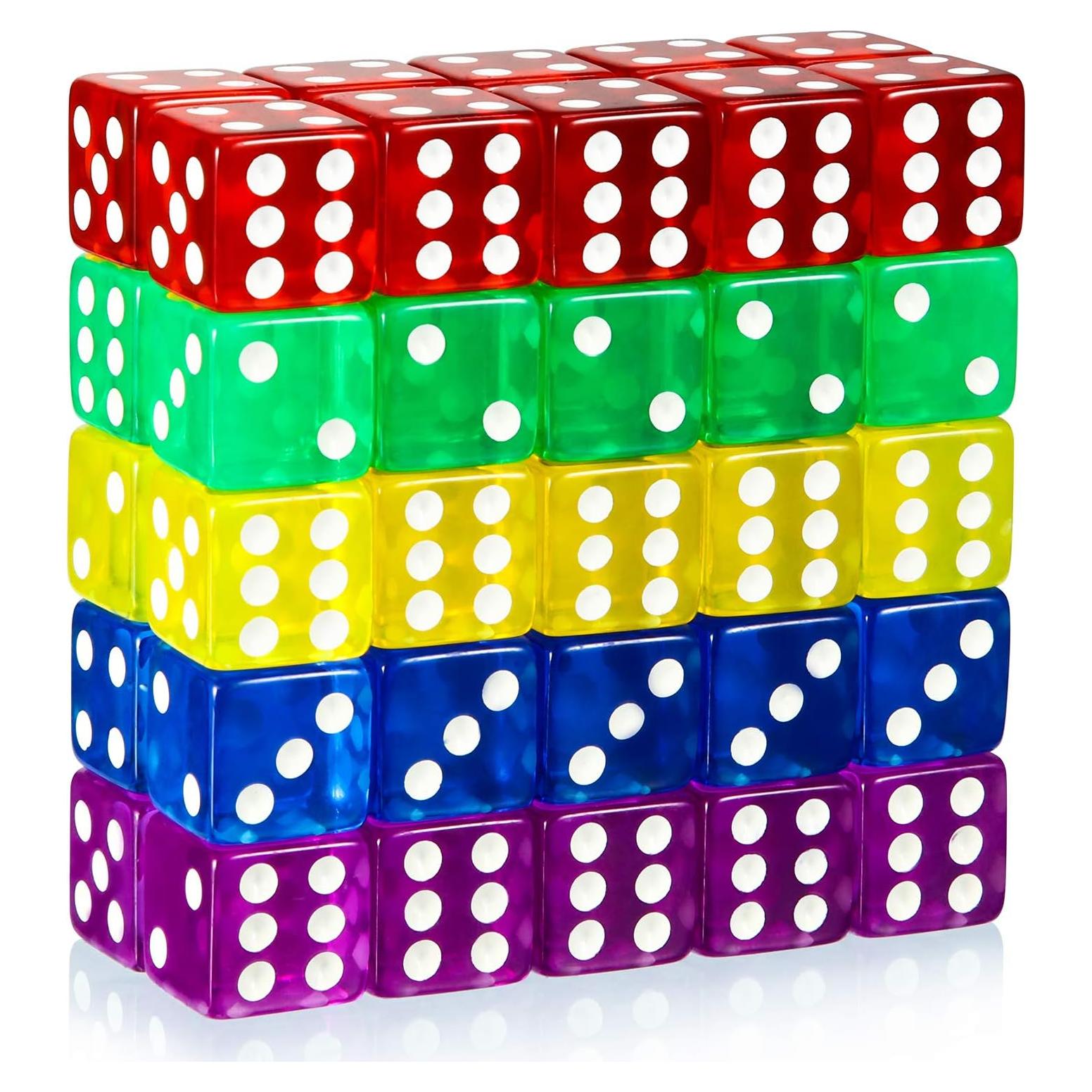 Juego de Dados de 6 Caras Blulu - 50 Piezas de Colores