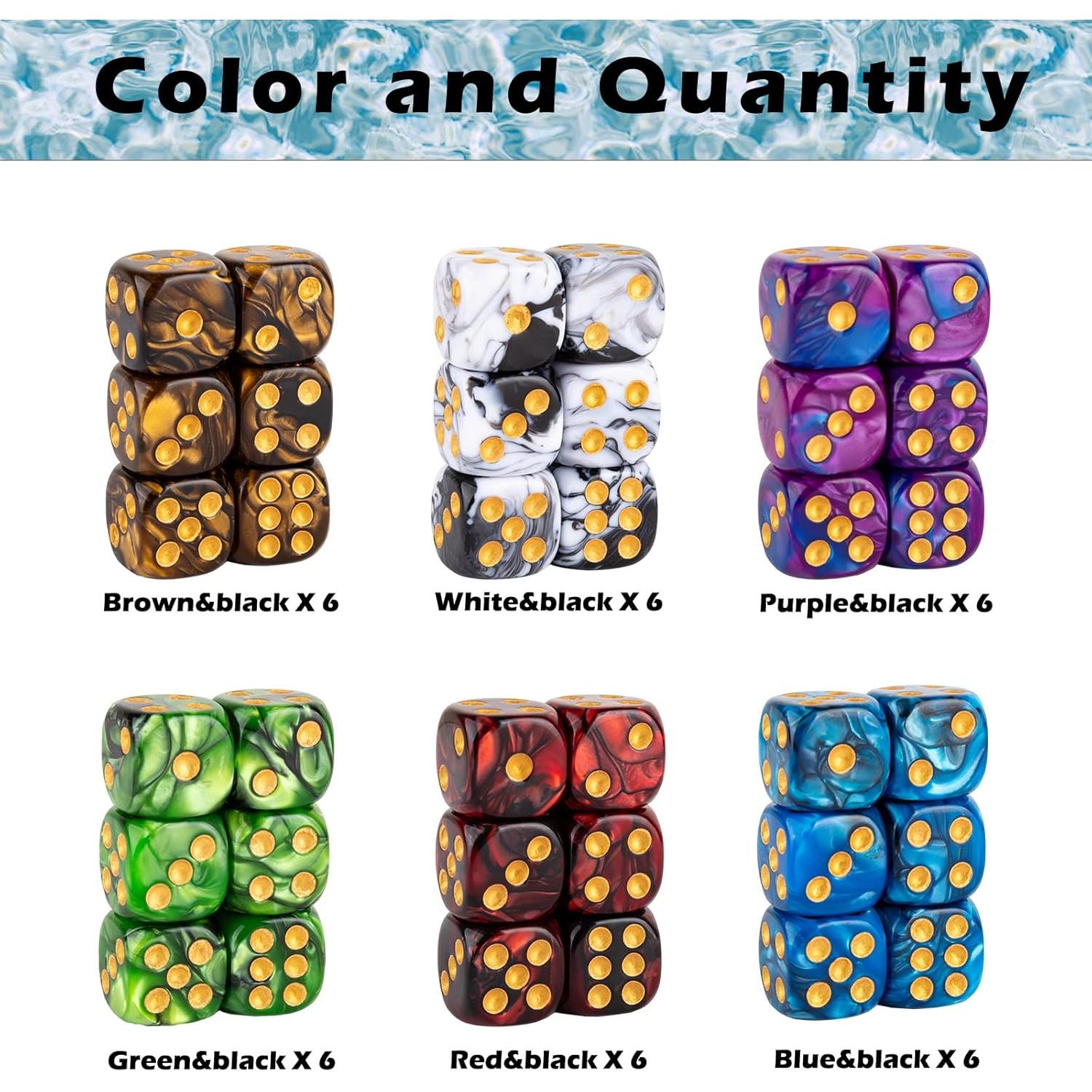 36 Dados D6 Acrílico 16mm LAMJAM para Juegos de Mesa