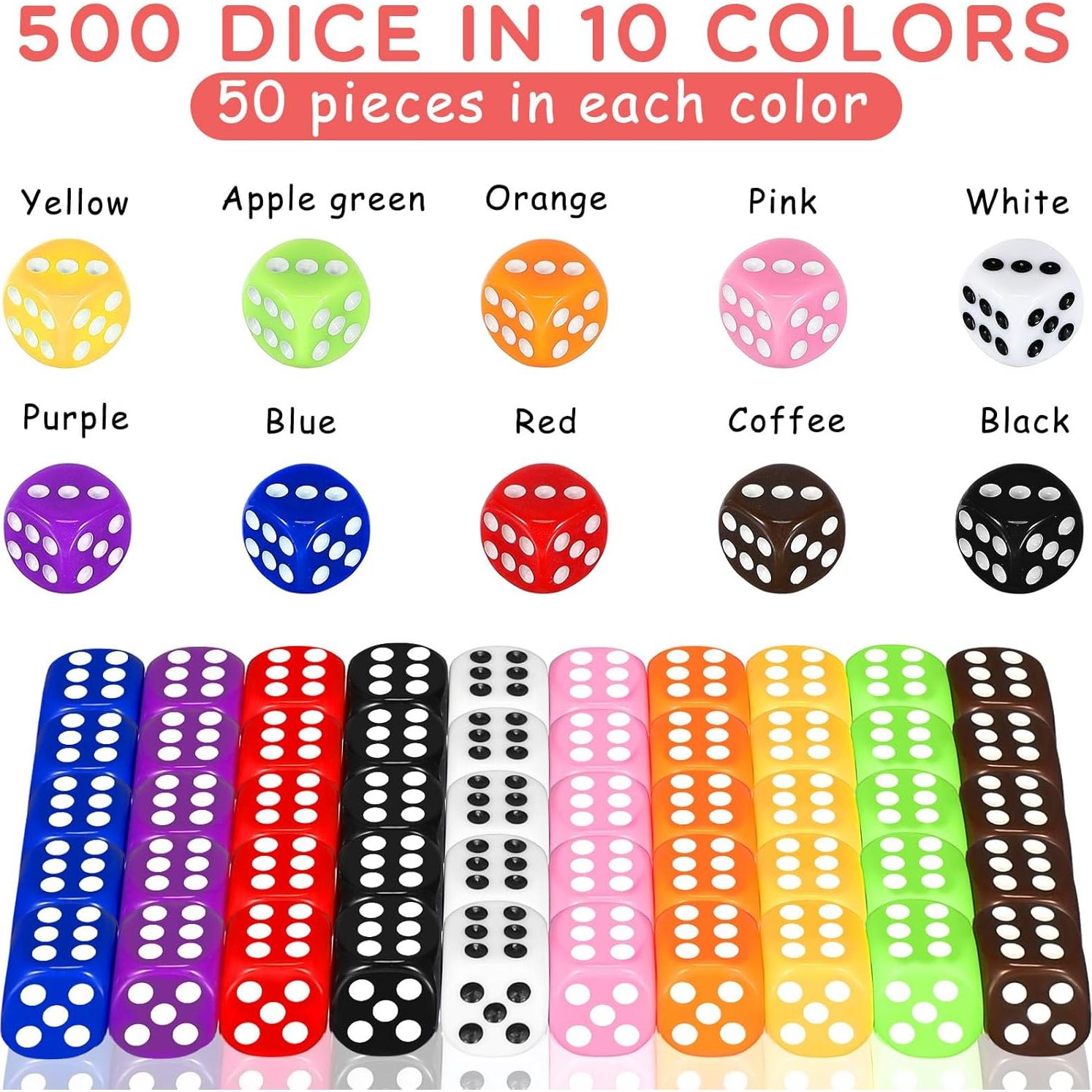 Juego de Dados de Colores Syhood 500 Piezas 16mm para Aula