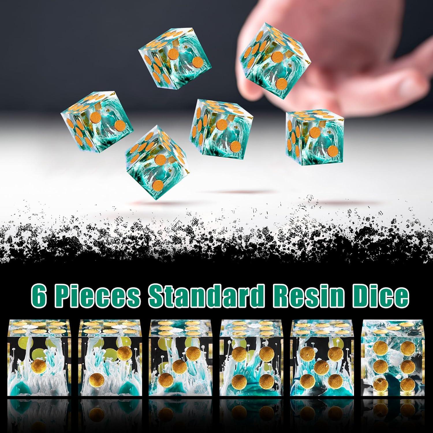 Juego de Dados D6 AUSTOR de Resina Verde 16mm - 6 Piezas