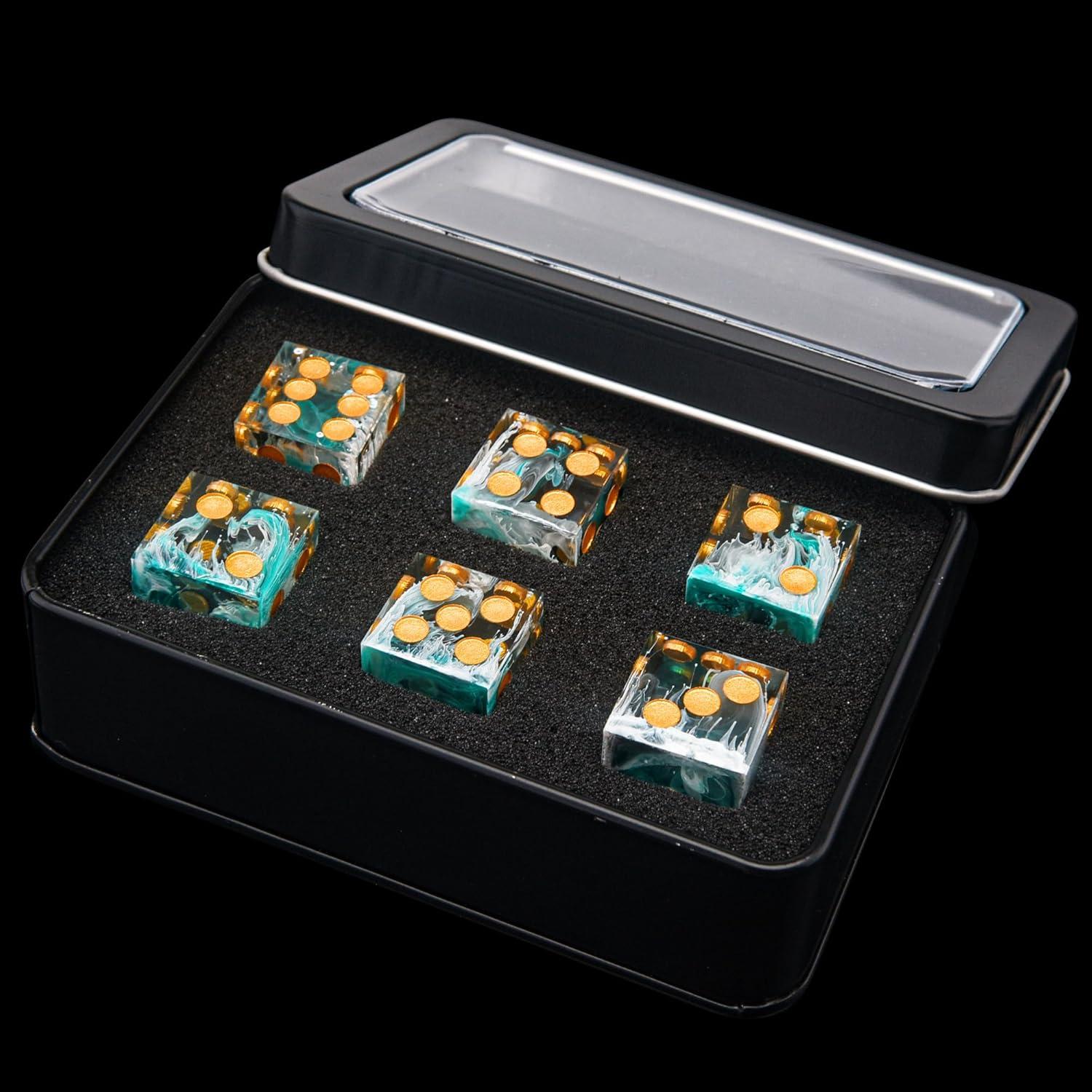 Juego de Dados D6 AUSTOR de Resina Verde 16mm - 6 Piezas