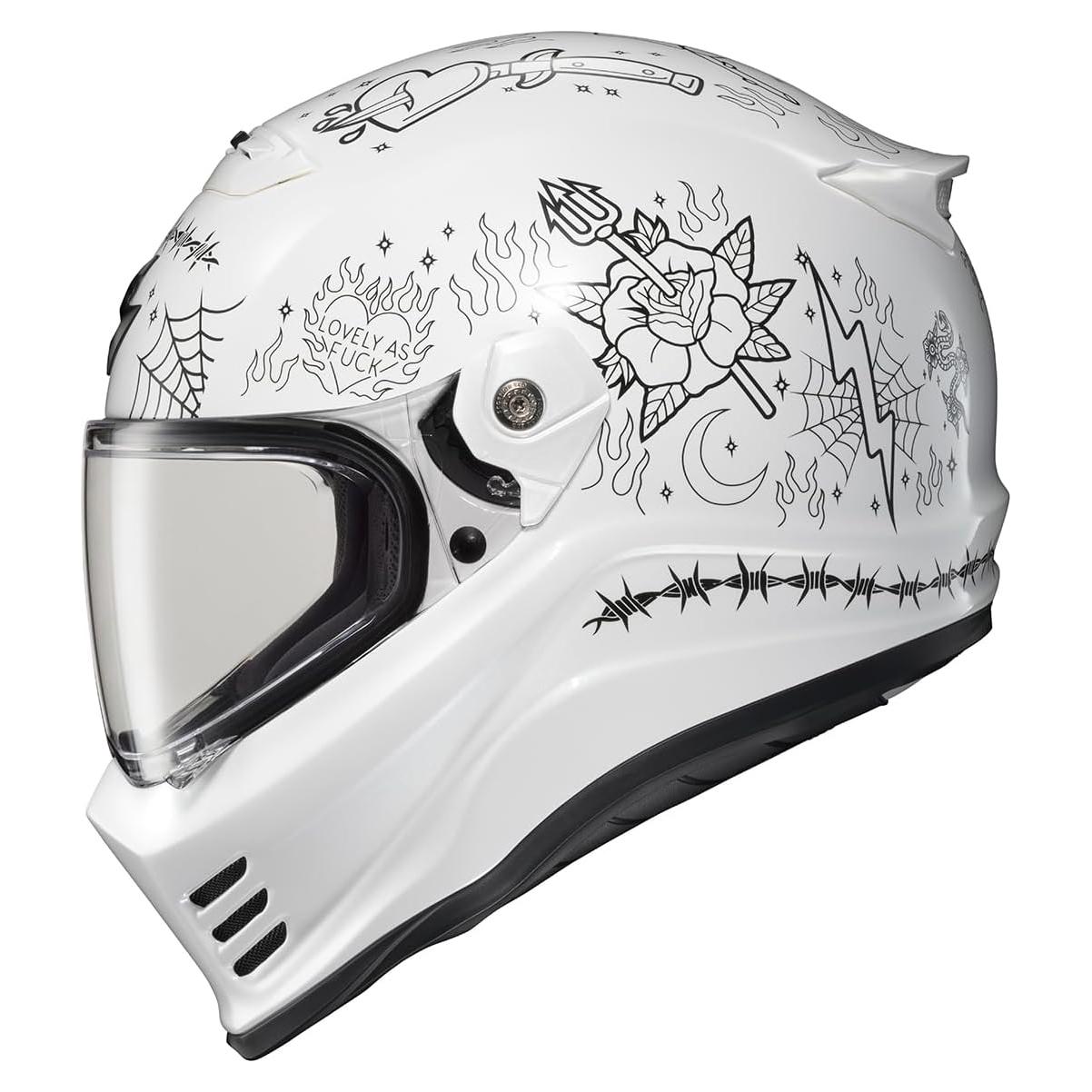 ScorpionEXO Covert FX Full Face Adult Motorcycle Helmet Street Fighter Style - Bluetooth Ready Speaker Pockets DOT ECE The Litas 2 (White - X-Large)