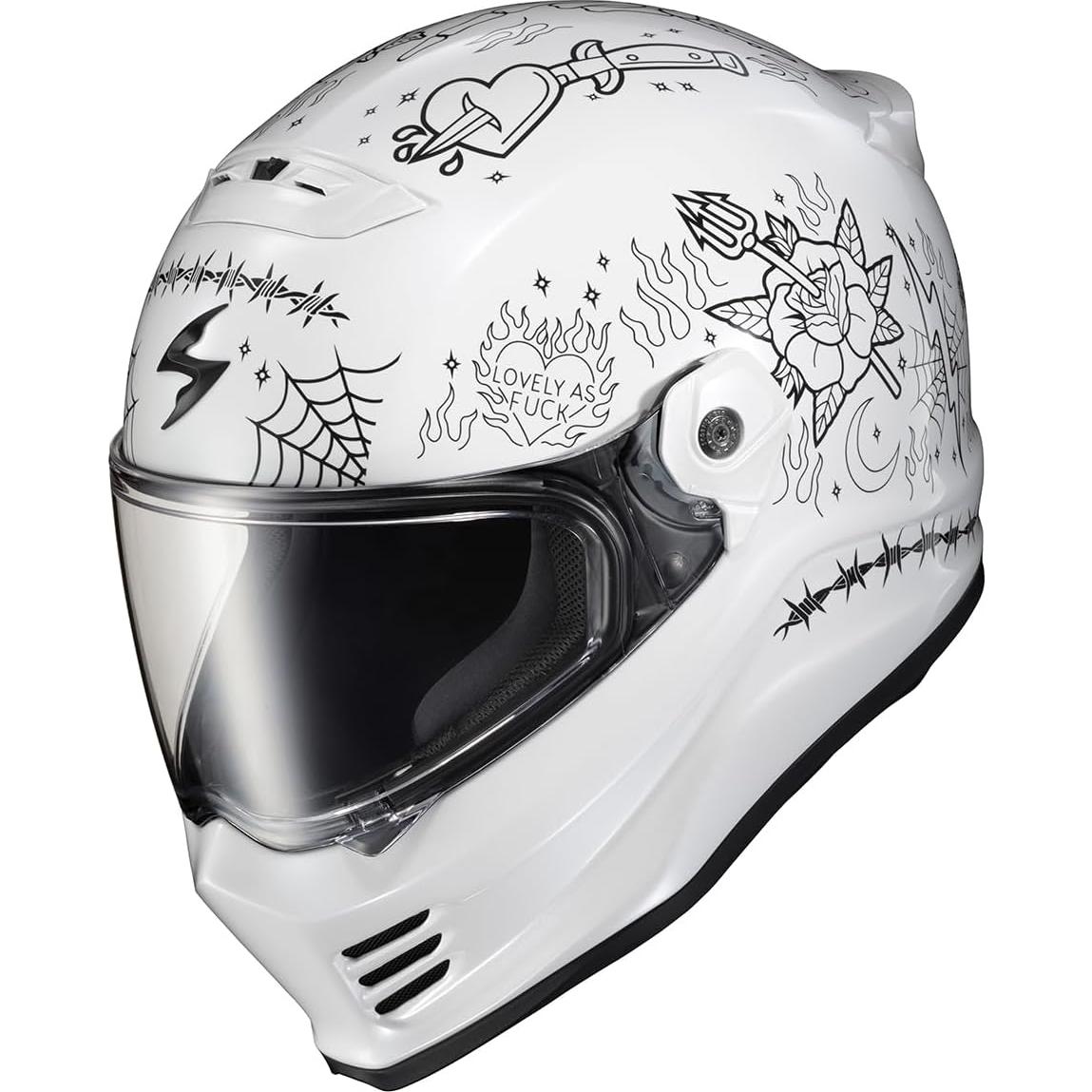 ScorpionEXO Covert FX Full Face Adult Motorcycle Helmet Street Fighter Style - Bluetooth Ready Speaker Pockets DOT ECE The Litas 2 (White - X-Large)