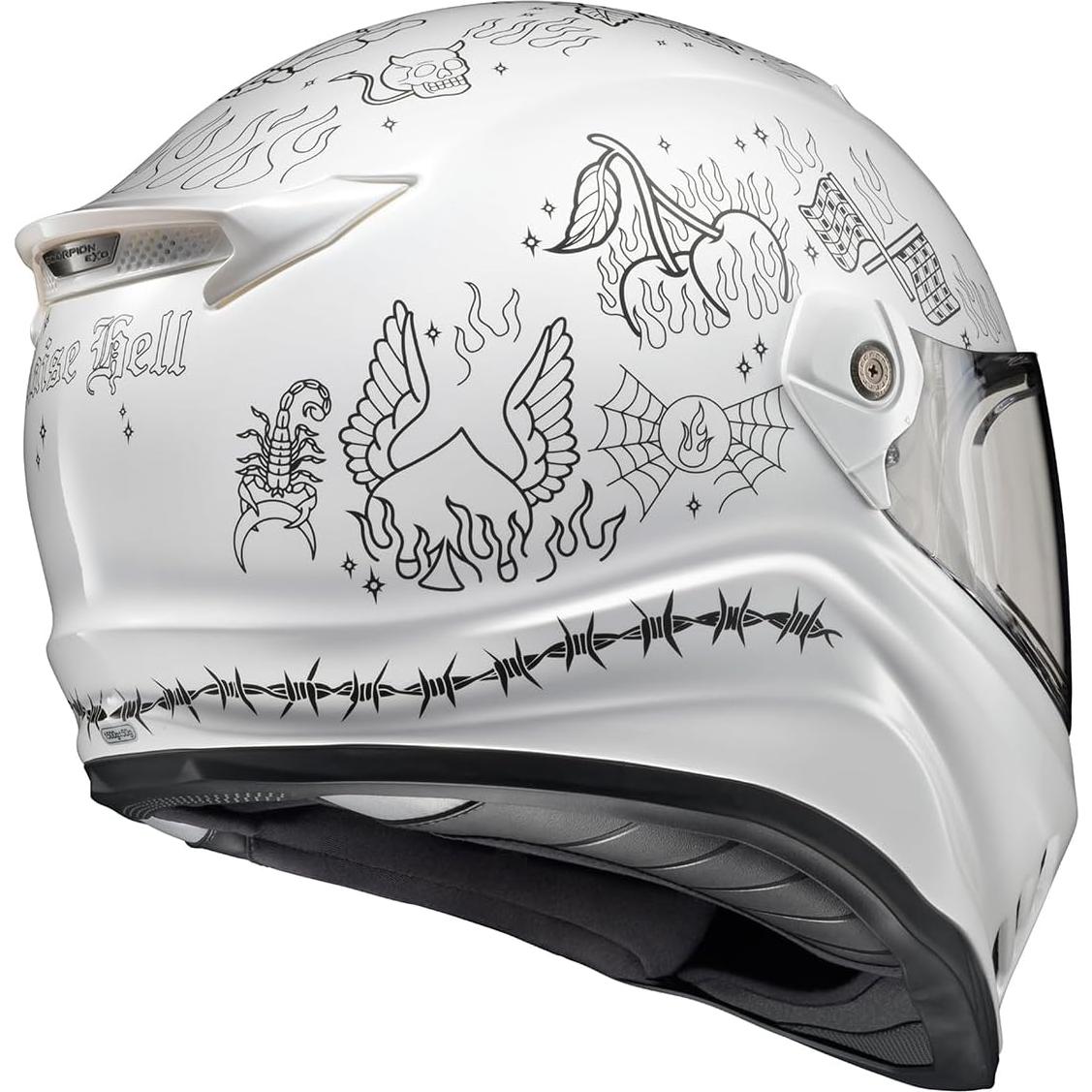 ScorpionEXO Covert FX Full Face Adult Motorcycle Helmet Street Fighter Style - Bluetooth Ready Speaker Pockets DOT ECE The Litas 2 (White - X-Large)