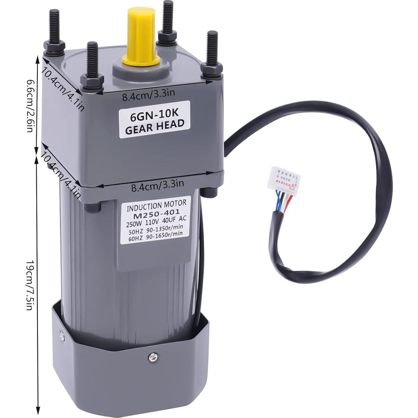 Motor de Torque Alto AC YIYIBYUS 250W 110V Reversible 0-270rpm