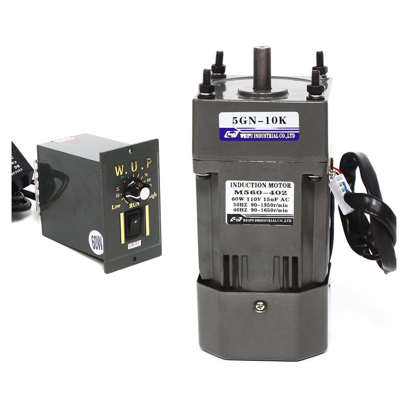 Motor de Engranaje AC 110V 60W Monofásico 0-135RPM 3.8Nm