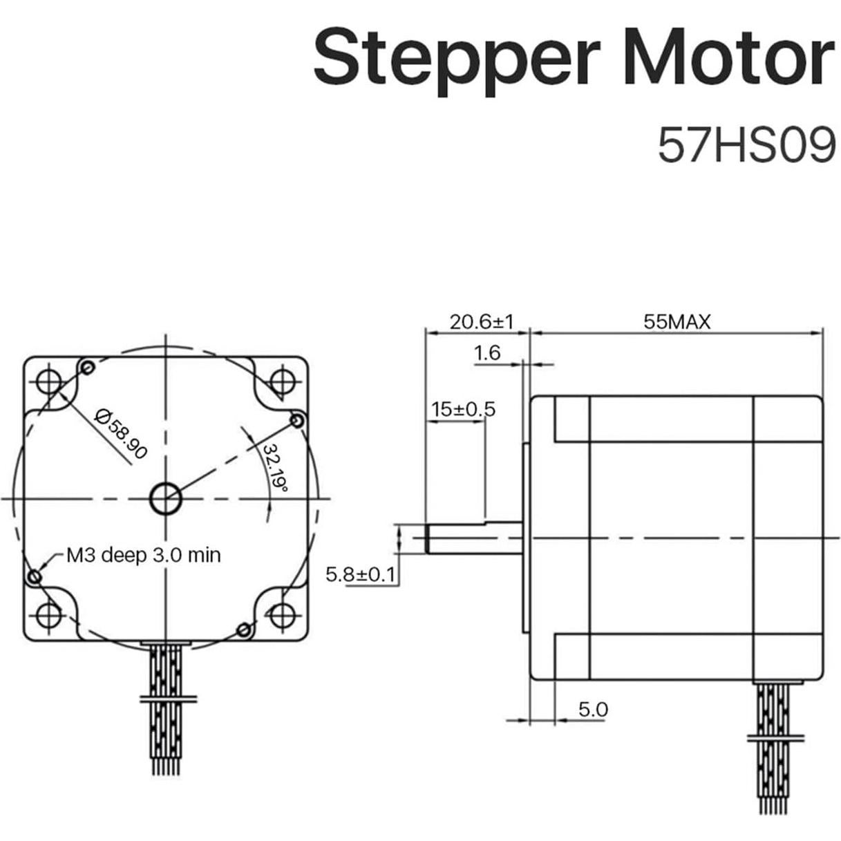 Motor Paso a Paso Nema23 QTSEGSEE 0.9Nm 3.0A 57HS09