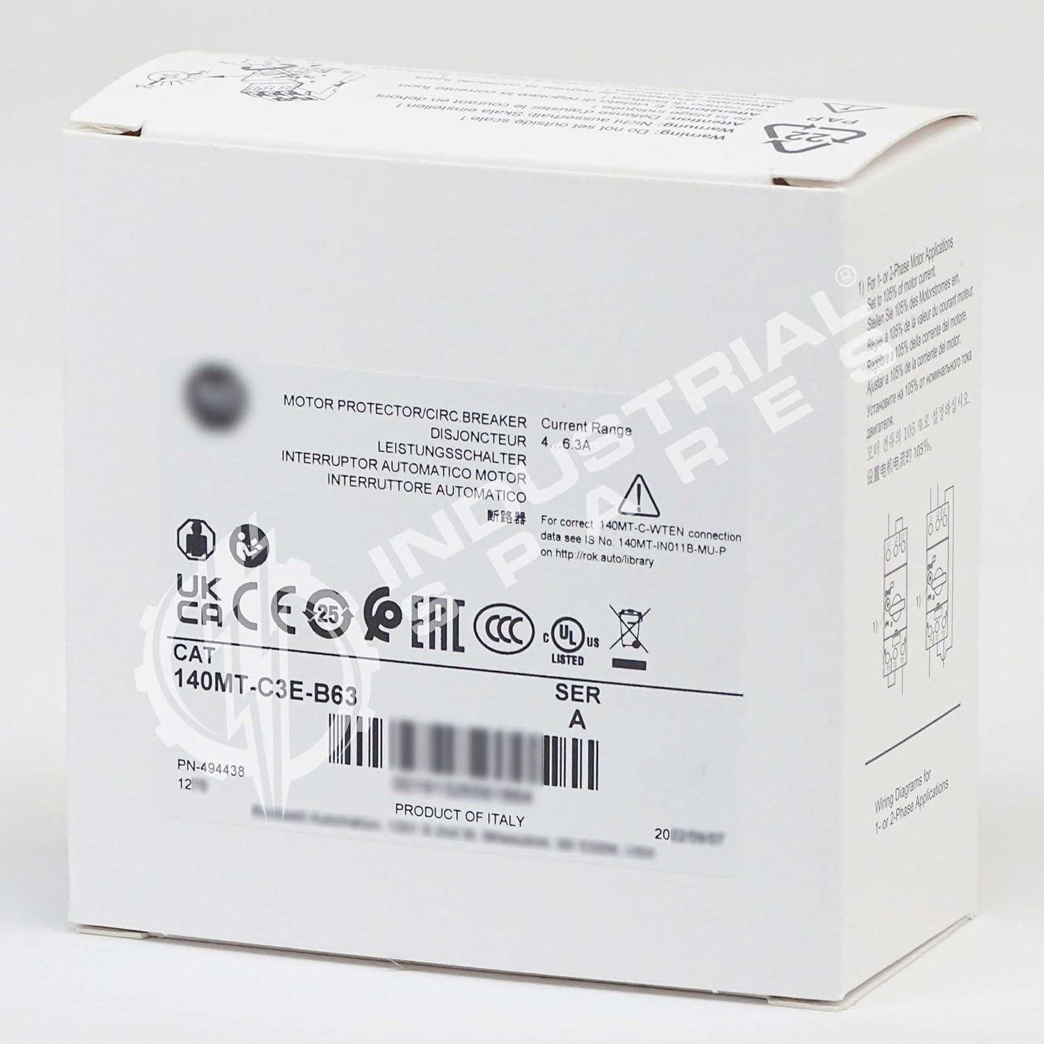 Interruptor de circuito motor Industrial Spares 140MT-C3E-B63 4-6.3A