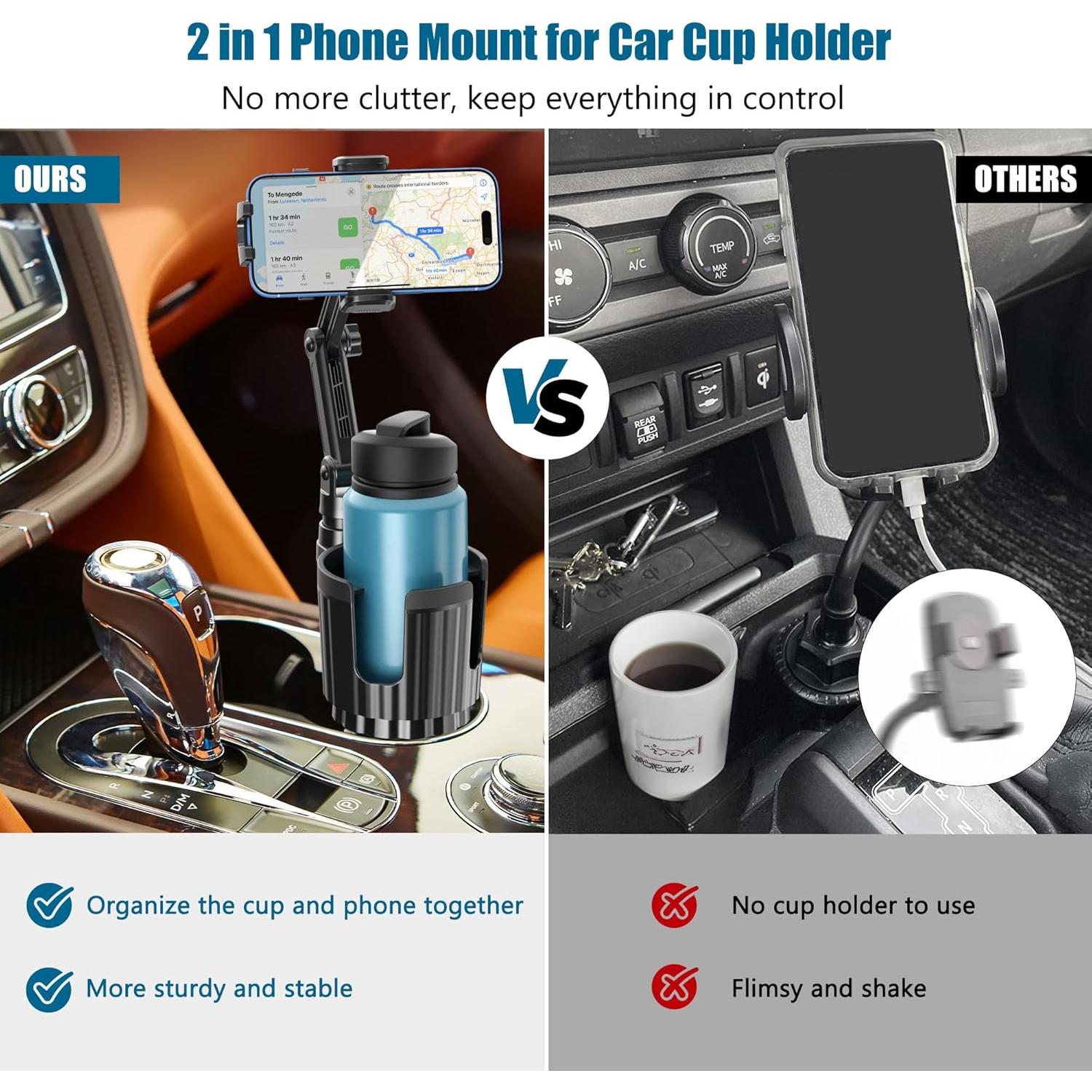 Soporte para Teléfono de Coche SAGRUILA 2 en 1 Portavasos