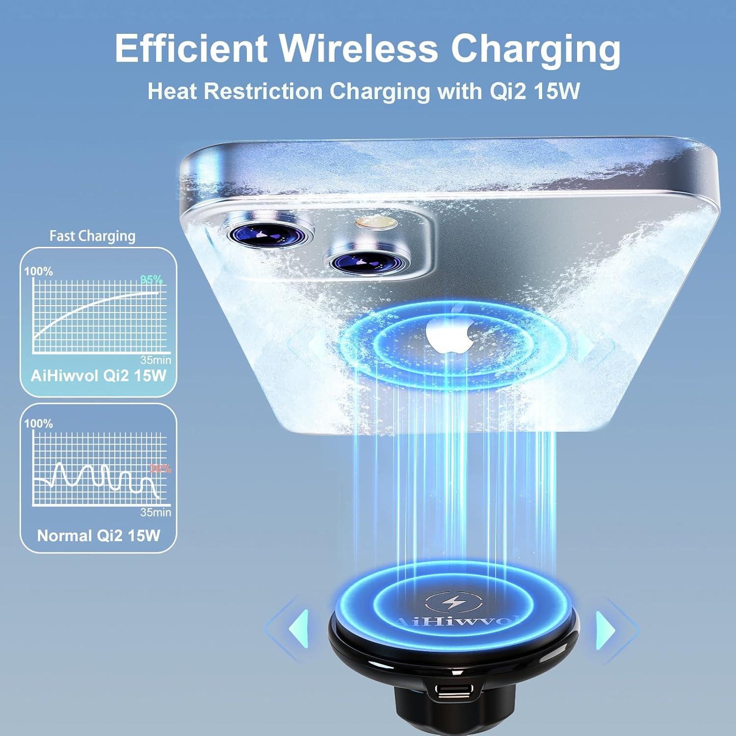 Cargador Inalámbrico Magsafe 15W AiHiwvol para Portavasos