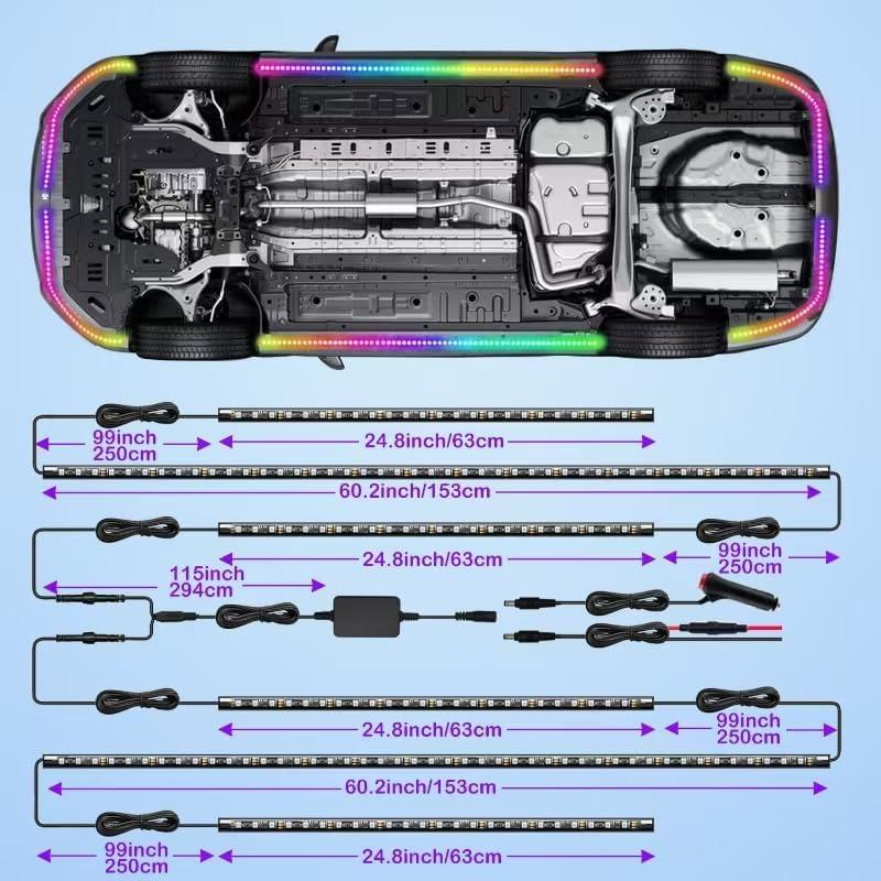 Luces LED Underglow Yielinth YLCUL002, 6 Piezas RGB Impermeables