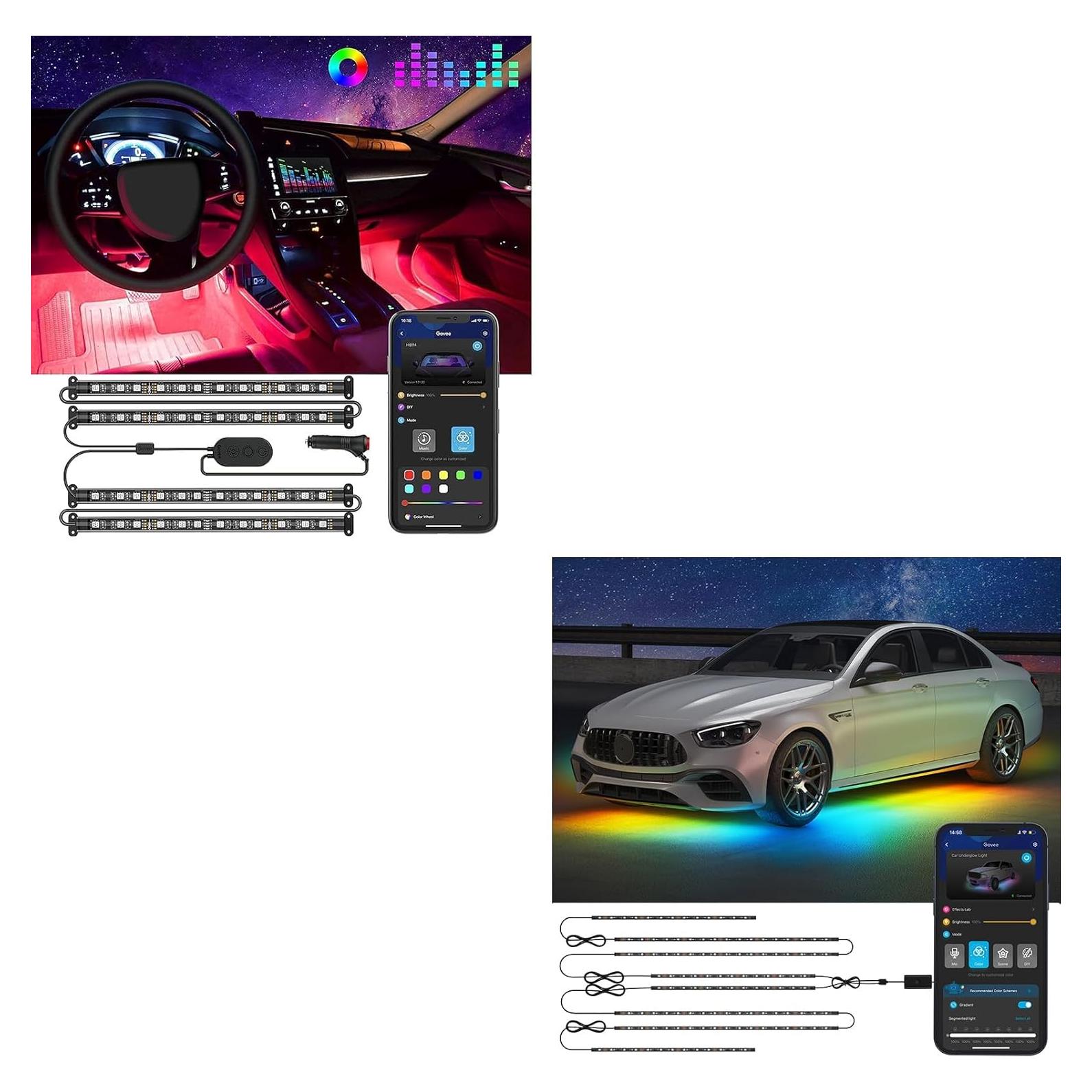 Luces de Carro Interior y Exterior RGB Govee - 8 Piezas, Control App