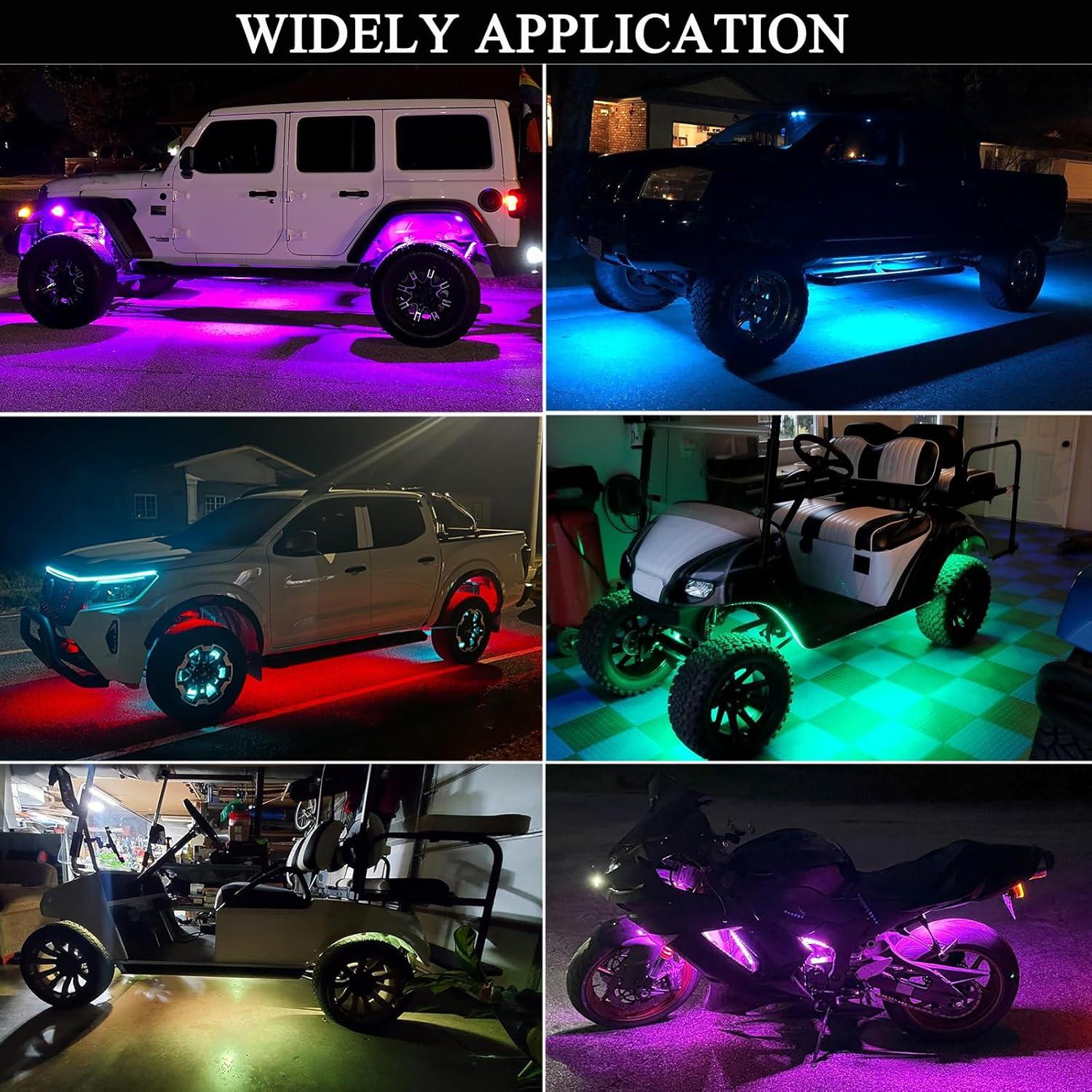 Kit de Luces LED Underglow YUGUANG RGB 4 Piezas 120cm 90cm