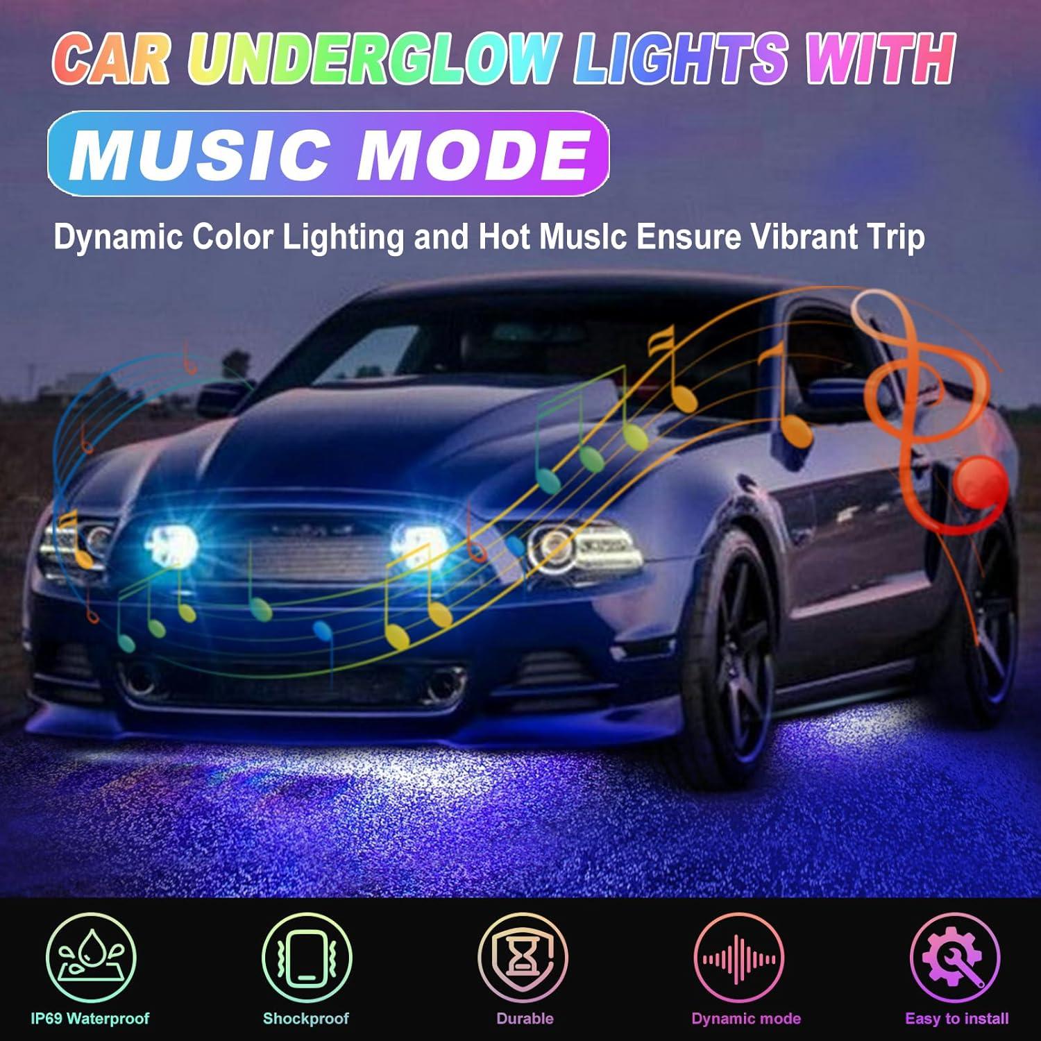 Kit de Luces LED Underglow YUGUANG RGB 4 Piezas 120cm 90cm