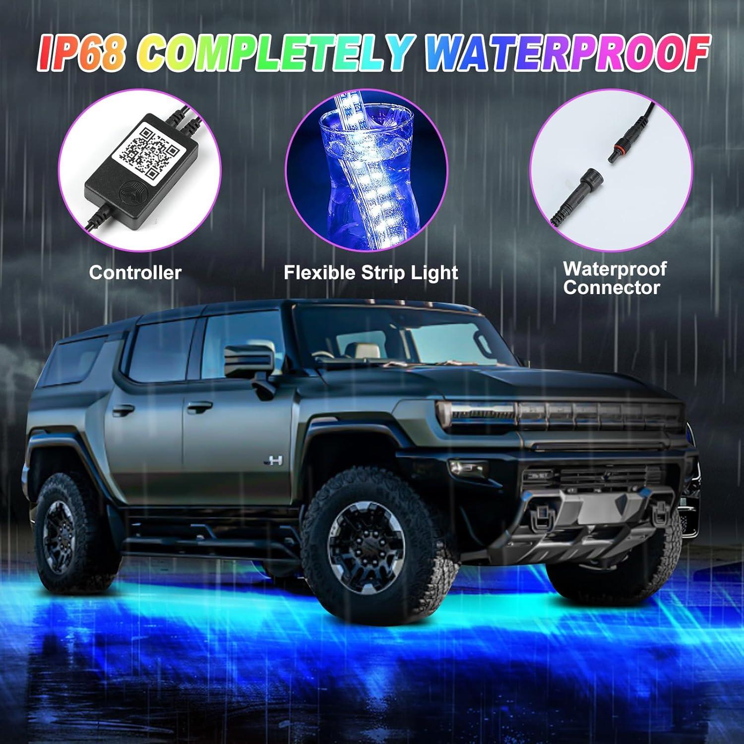 Kit de Luces LED Underglow YUGUANG RGB 4 Piezas 120cm 90cm