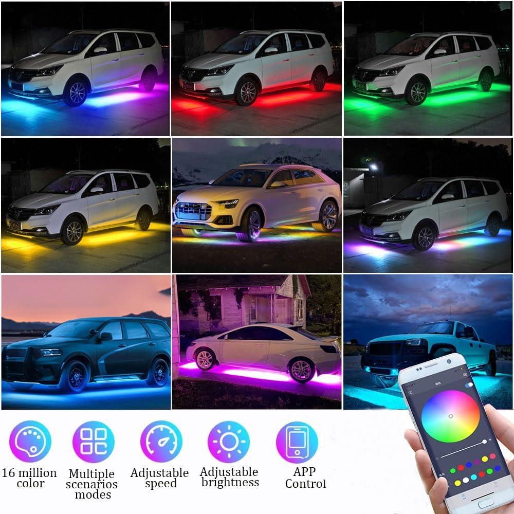 Kit de Iluminación Inferior YUGUANG 4 Piezas RGB Impermeable