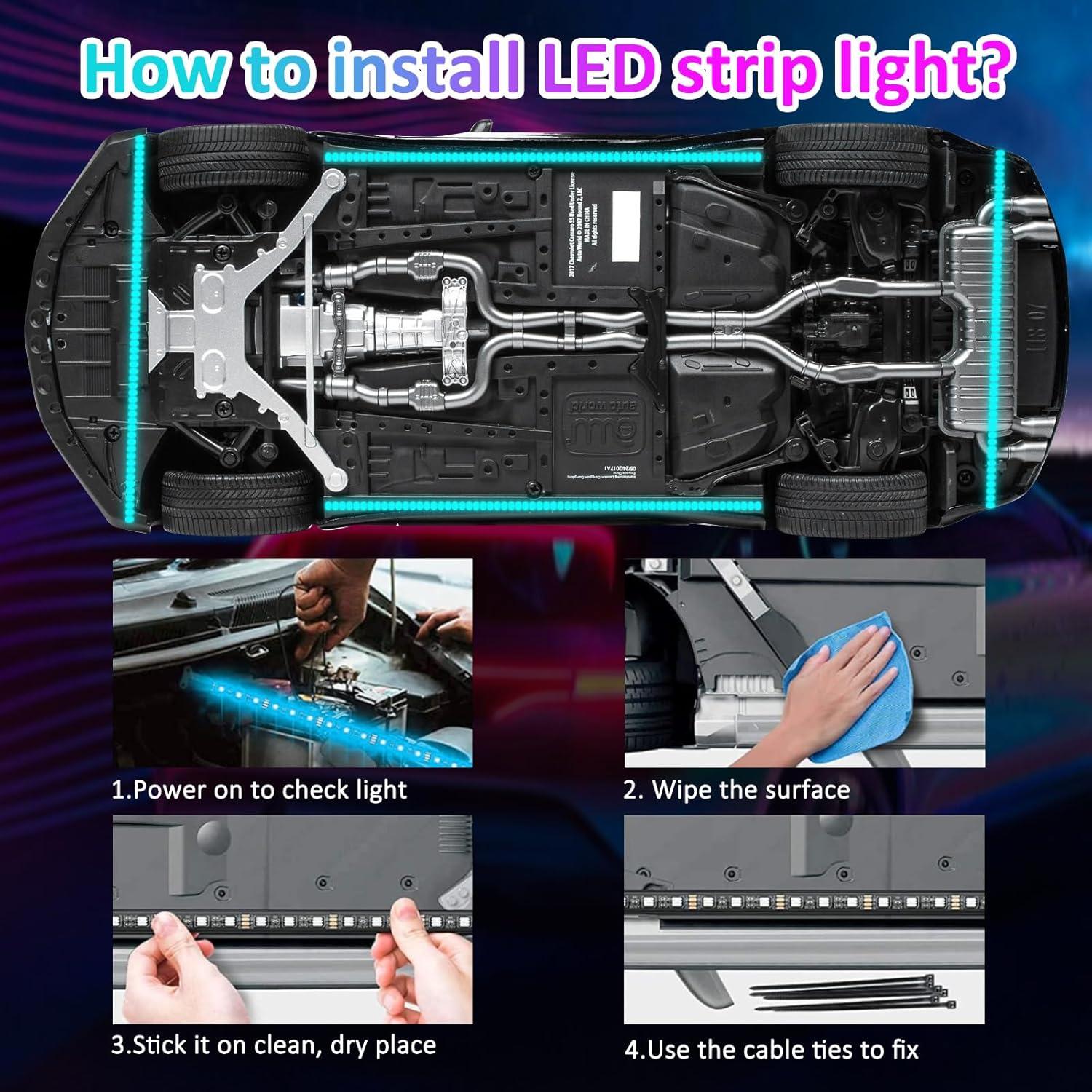 Kit de Iluminación Inferior YUGUANG 4 Piezas RGB Impermeable