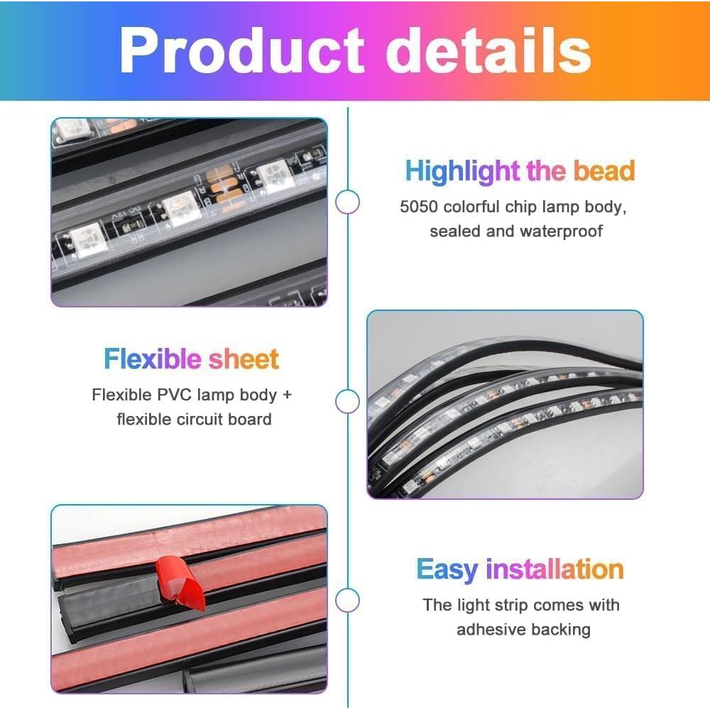 Kit de Luces LED TOKANI para Automóviles 4Pcs RGB Impermeable