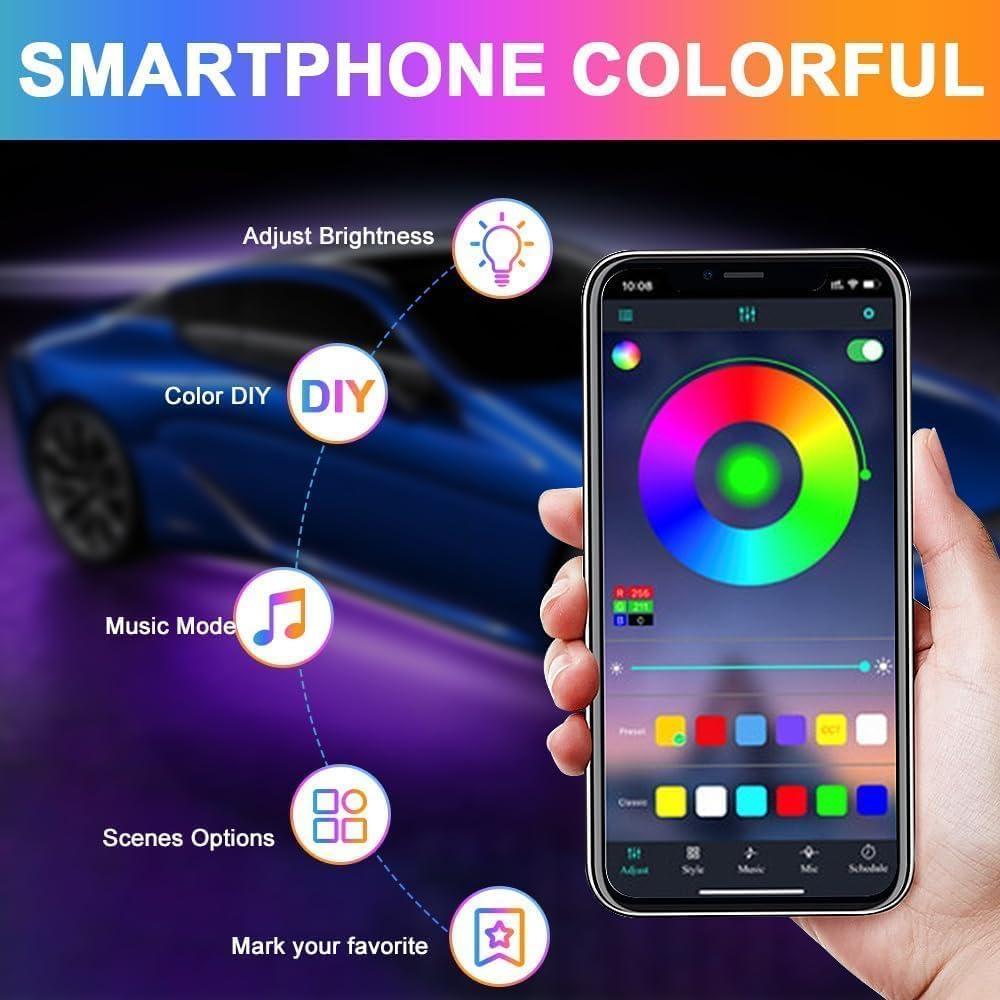 Kit de Luces LED TOKANI para Automóviles 4Pcs RGB Impermeable