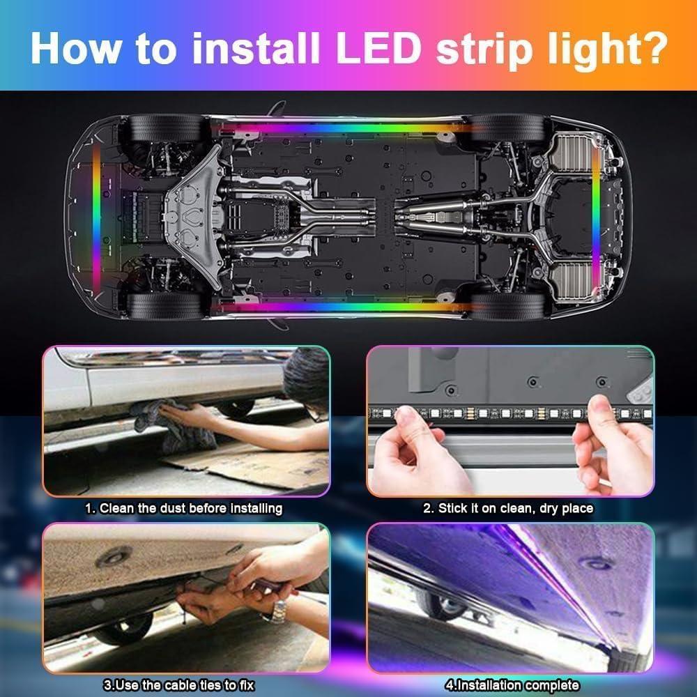 Kit de Luces LED TOKANI para Automóviles 4Pcs RGB Impermeable