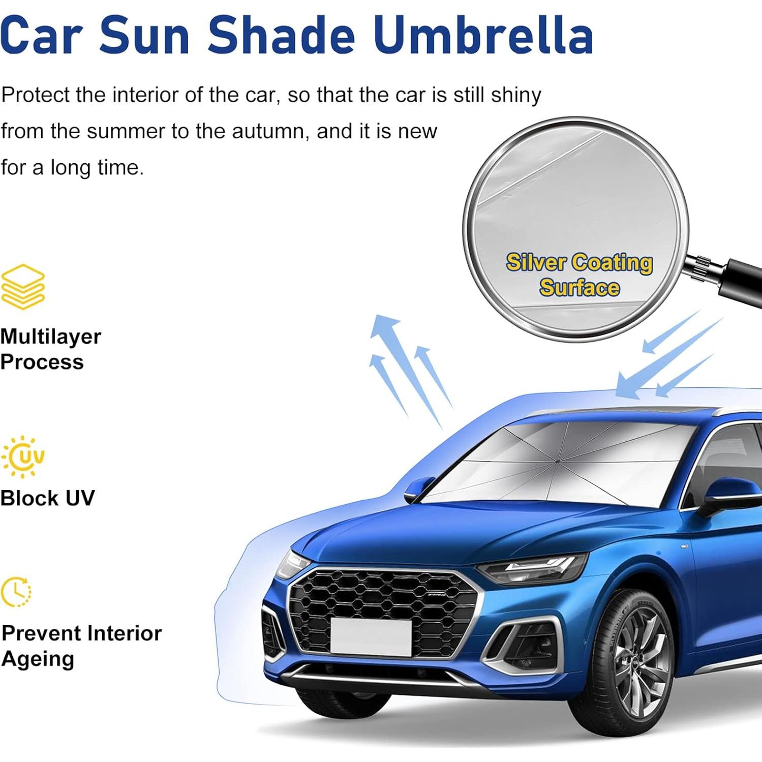 Sombrilla Plegable para Parabrisas de Coche TAOVEN 127x66cm