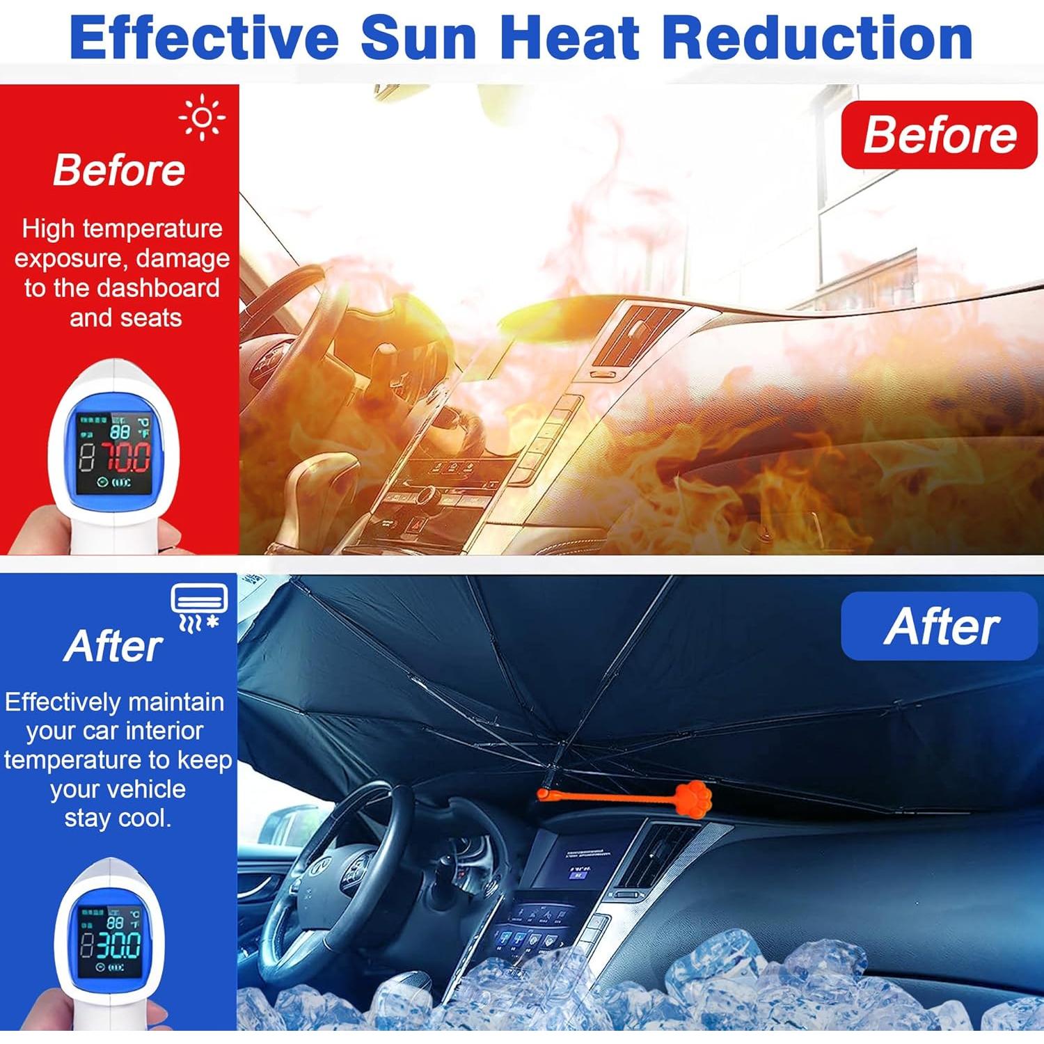 Sombrilla para Parabrisas UOER 120x75 cm Plegable con Mango 360°