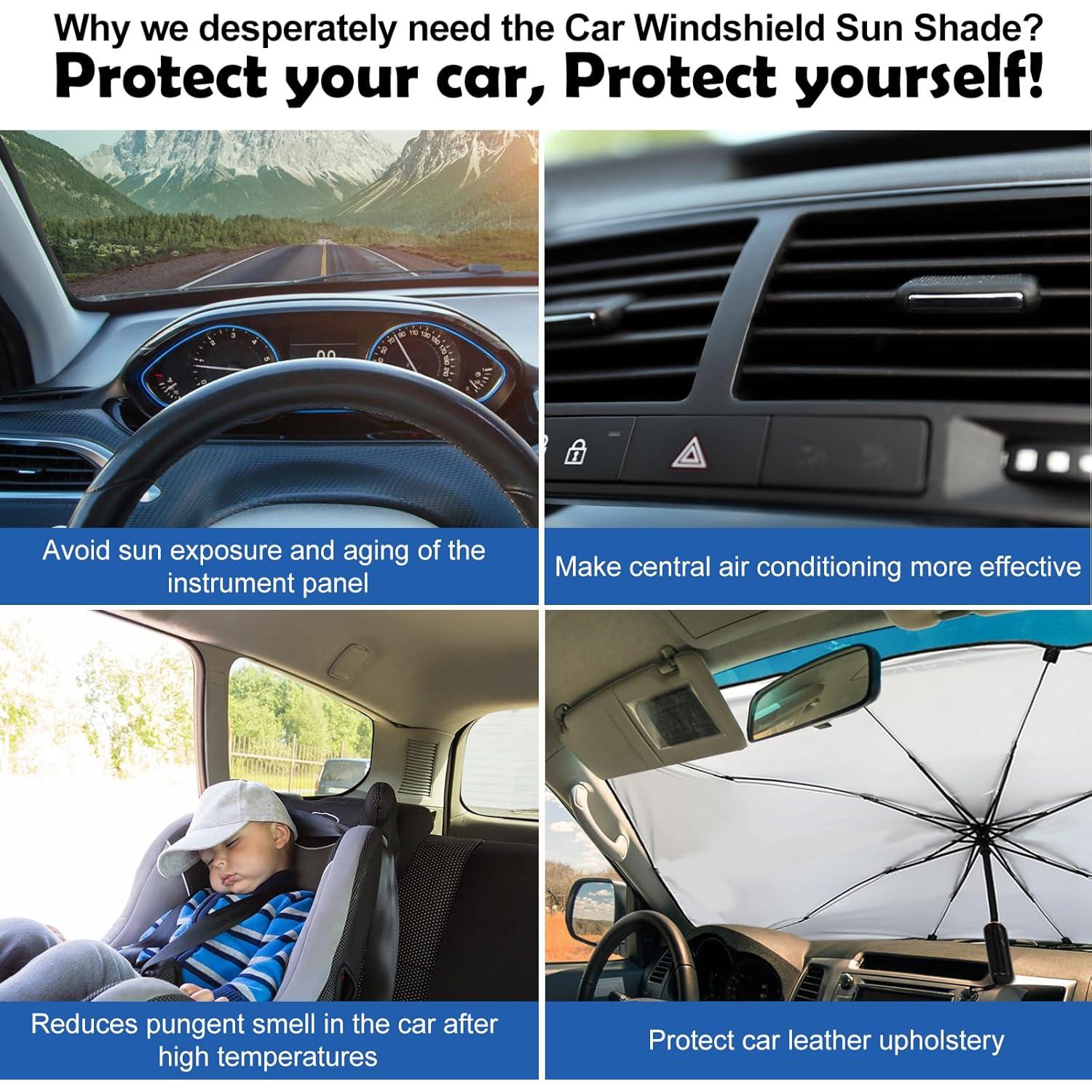 Sombrilla de Parabrisas Riakrum Plegable 135x118 cm con Bandera Americana