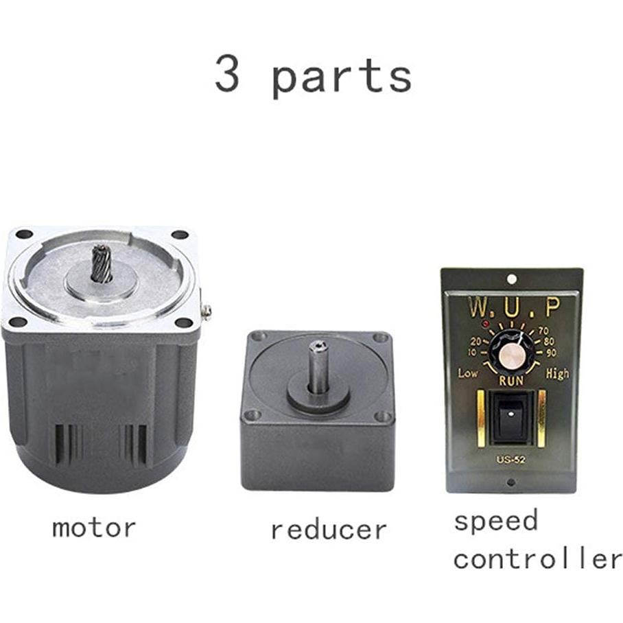 AC High Torque Motor, 110V 60W Electric Single-Phase Motor Reversible Motor with Variable Speed Adjustable Controller Governor Geared Motor 0-135 RPM 1:10 (60W 10K)