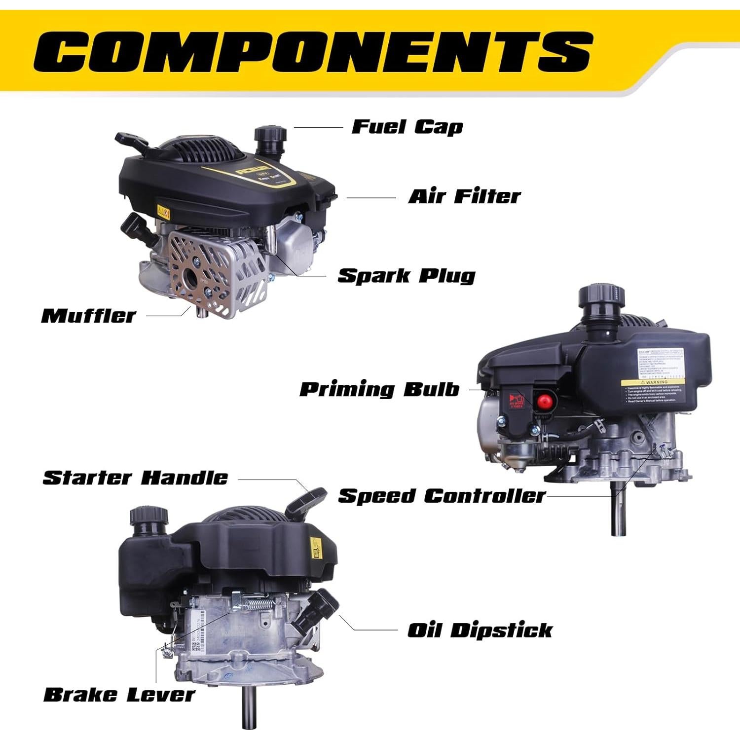 Motor de Gas Aceup Energy 4.4HP 173cc 4 Tiempos para Cortacésped