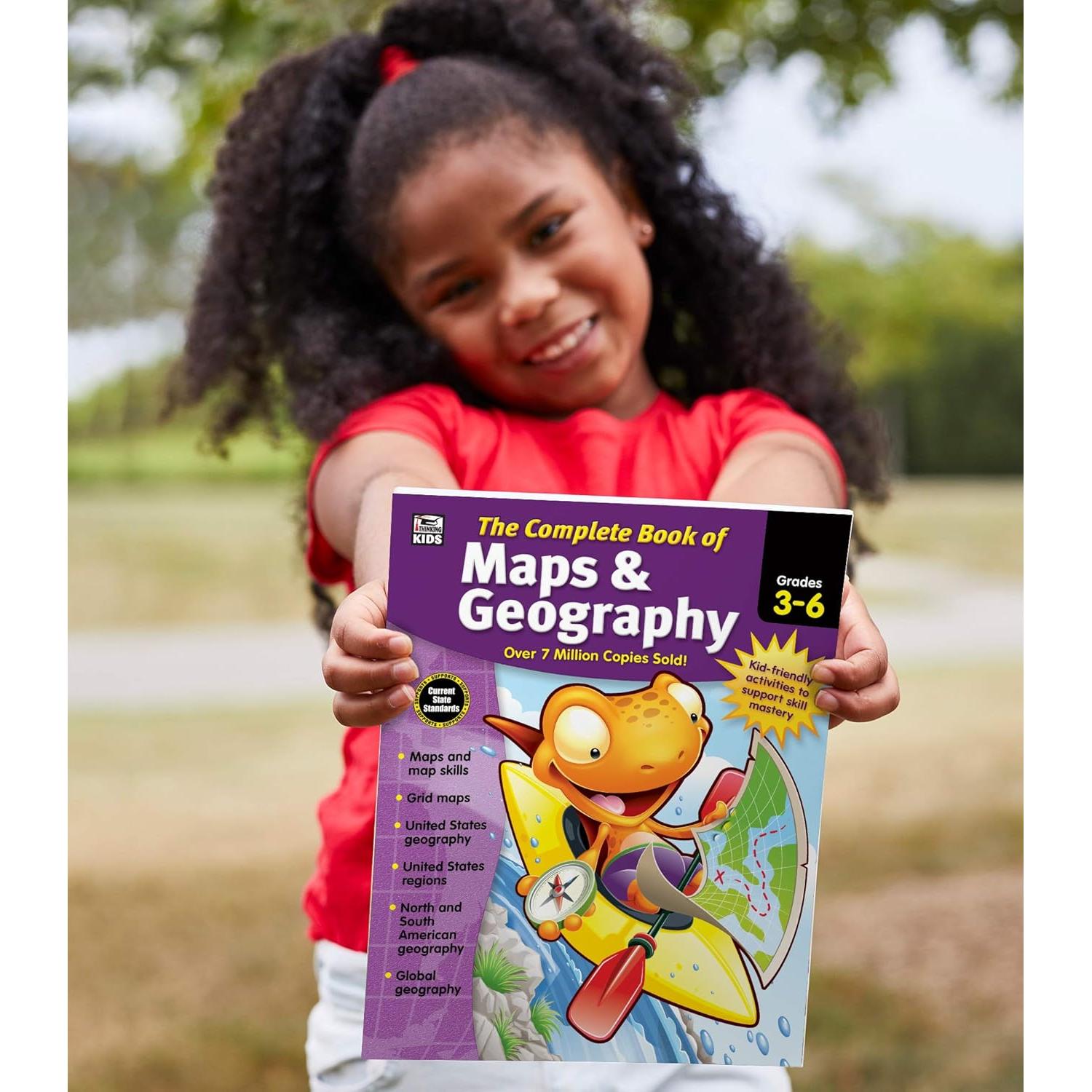 Complete Book of Maps and Geography Workbook, Global Geography for Kids Grades 3-6, United States Geography and Regions, Map Skills, Time Zones, Oceans