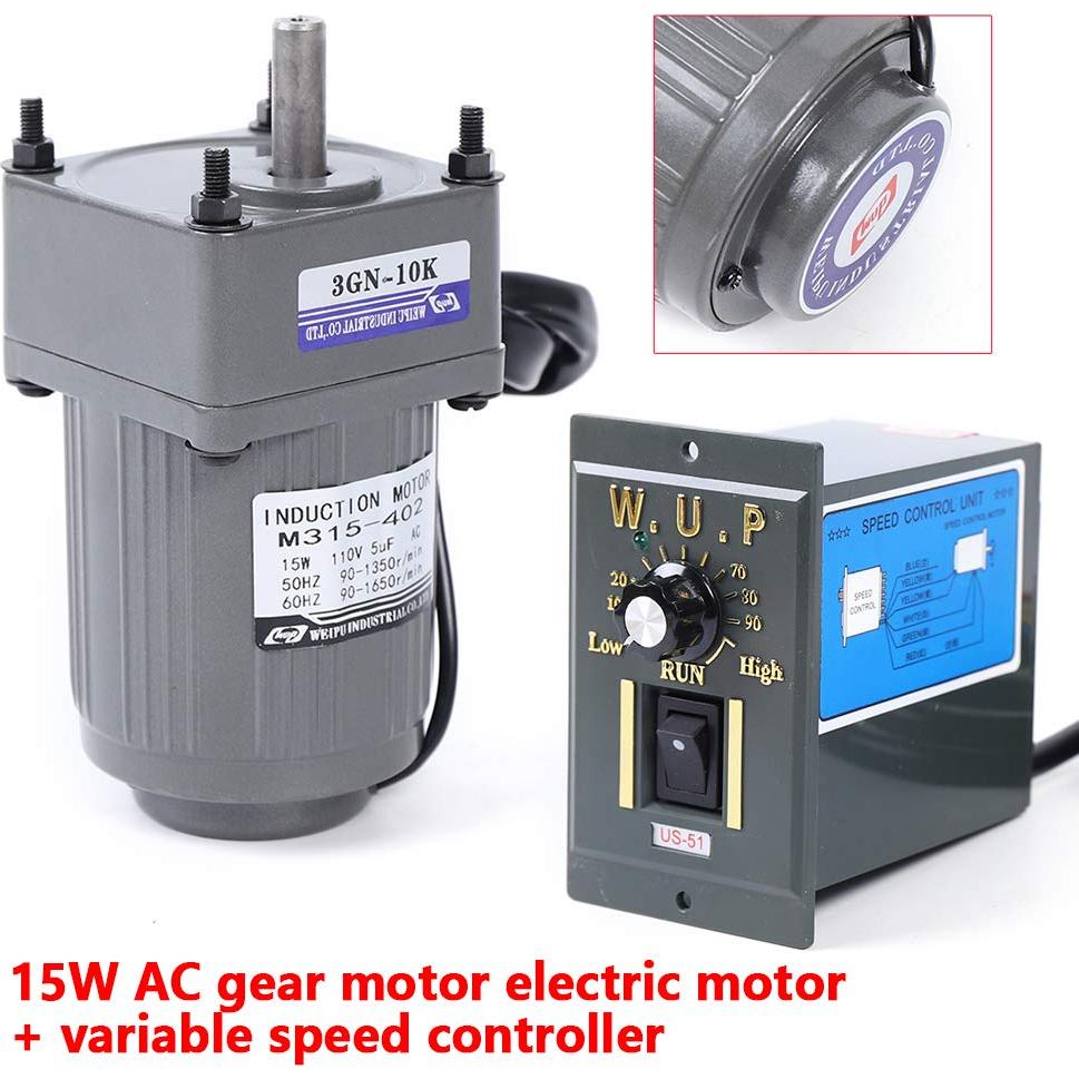 Motor de Engranaje AC 15W CAIHAOA Velocidad Variable 0-450 RPM