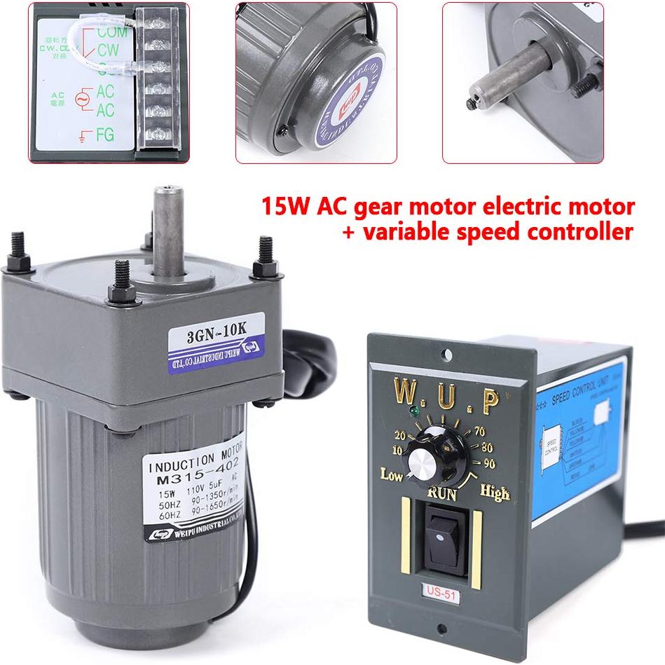 Motor de Engranaje AC 15W CAIHAOA Velocidad Variable 0-450 RPM