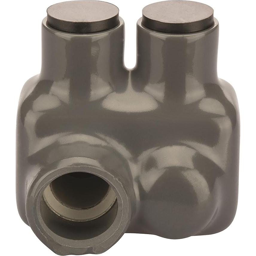 Polaris Grey Insulated Connector for Fine-Stranded Flexible Copper Conductor, 3/0-4 AWG and 2/0-2 AWG Wire Range, 2 Ports, 3/16" Hex, 1.75" Width, 1.87" Height, 1.84" Length