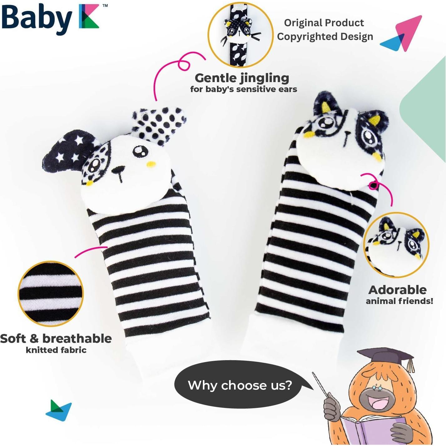 Set de Sonajeros y Calcetines para Bebés BABY K - Estimulación Sensorial