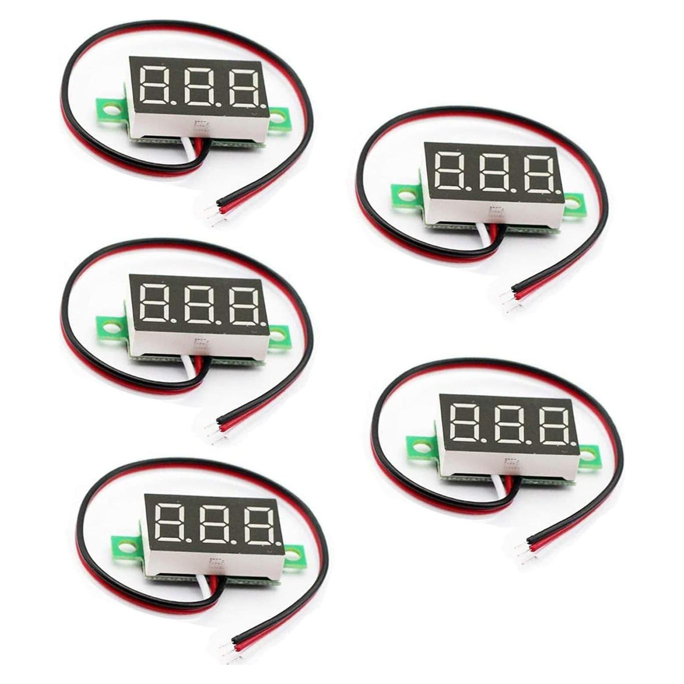 Medidor de Voltaje Digital LED 0.36" DUTTY 4-30V 5pcs