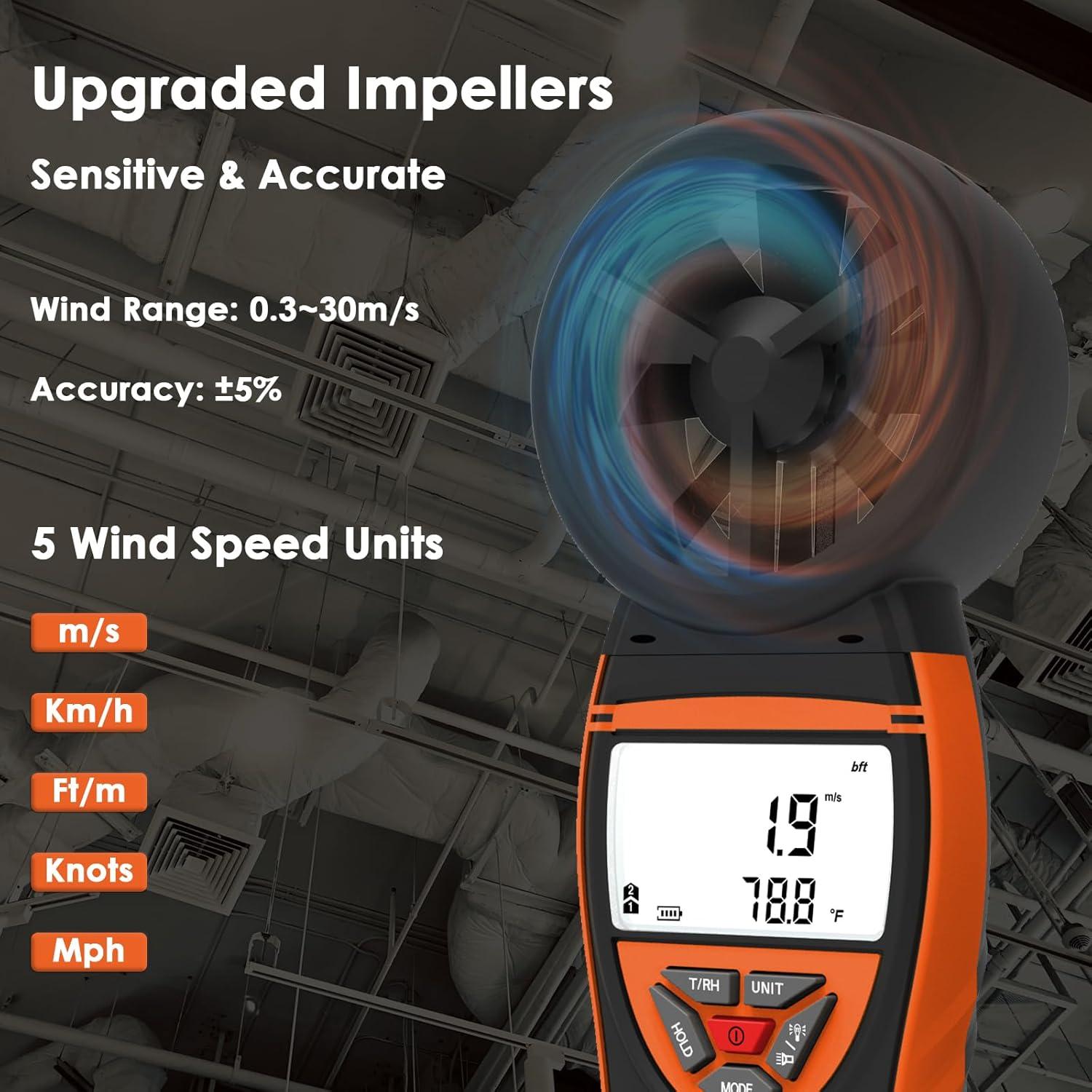 Anemómetro Digital Kethvoz KE-8808 - Medidor de Viento 0.3-30m/s