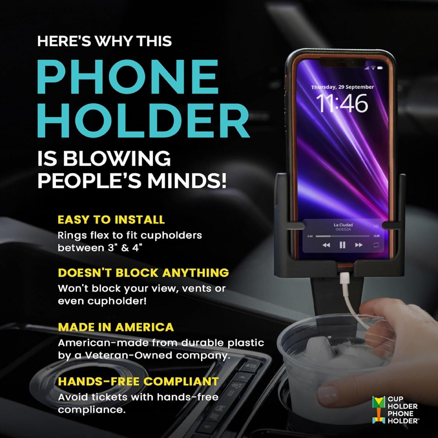 Soporte para Teléfono en Portavasos Cell Phone Seat CPS-25 Negro