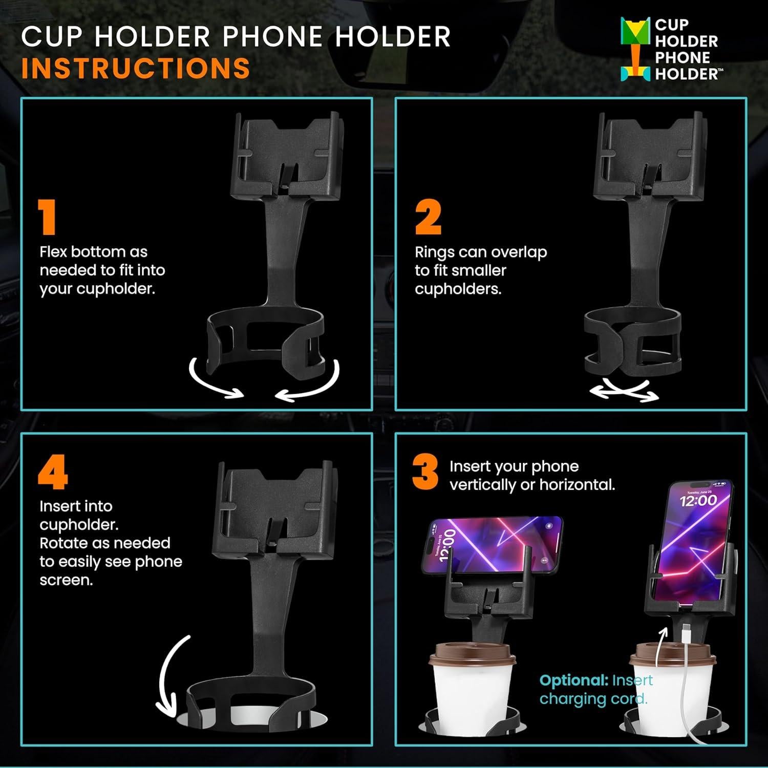 Soporte para Teléfono en Portavasos Cell Phone Seat CPS-25 Negro