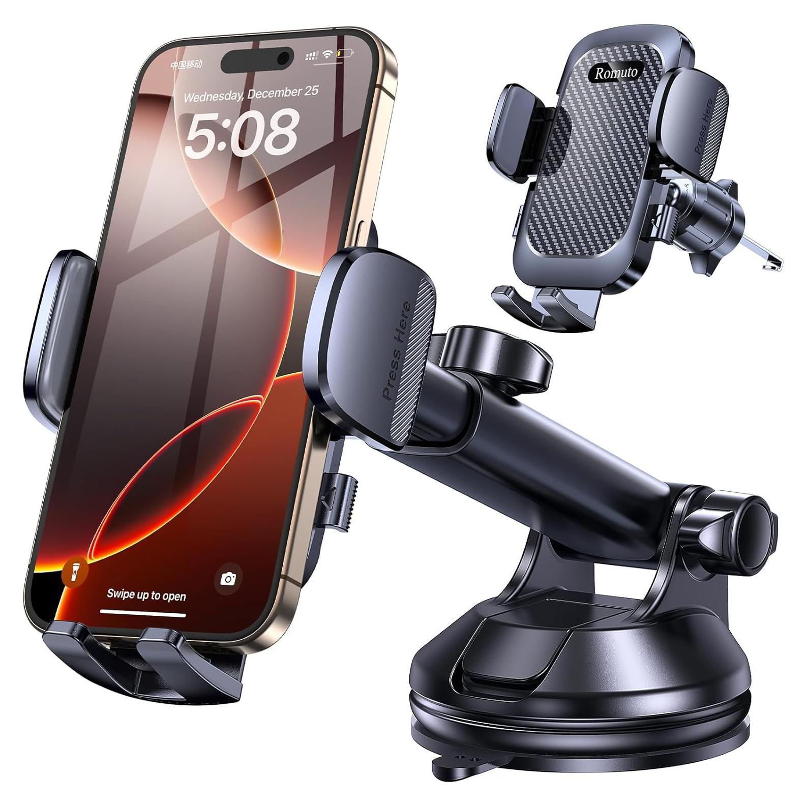 Soporte para Teléfono de Coche Romuto Ajustable 360° Negro