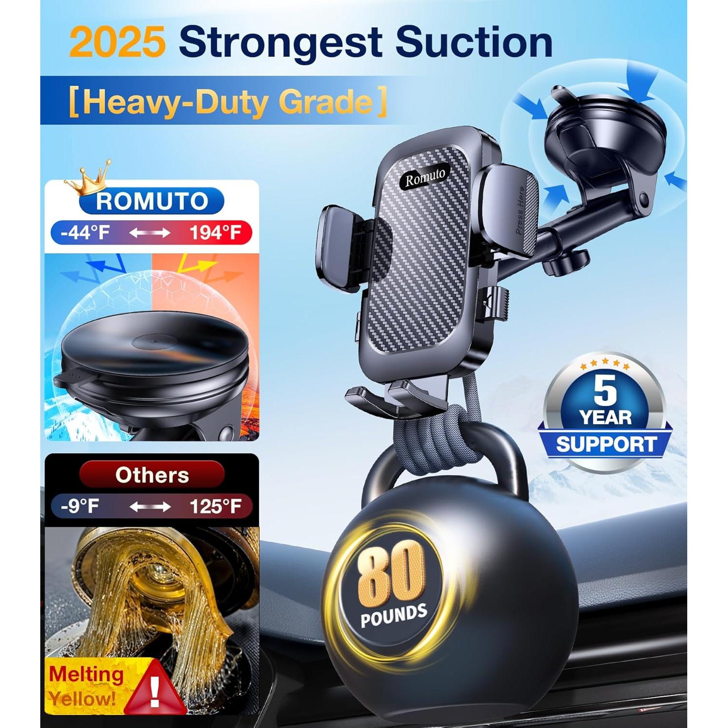 Soporte para Teléfono de Coche Romuto Ajustable 360° Negro