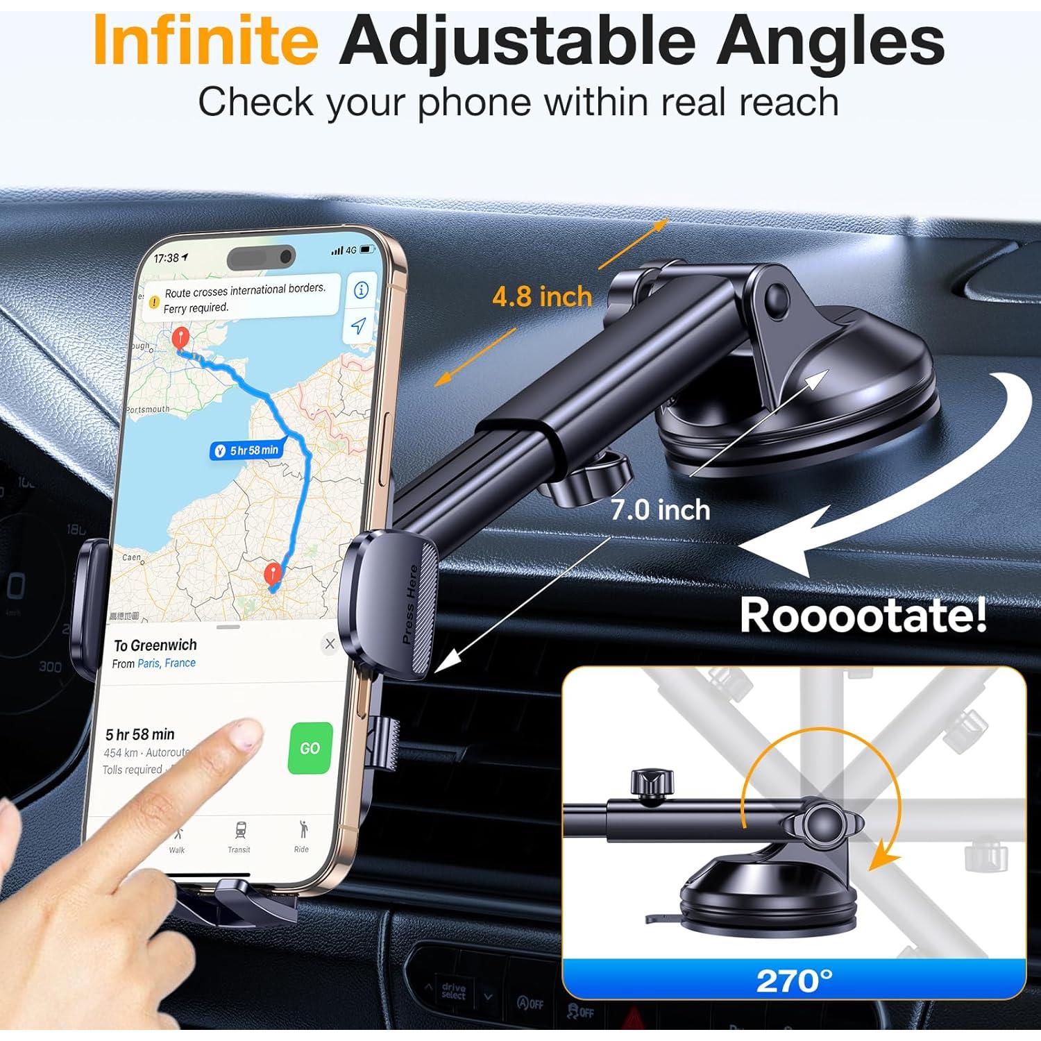 Soporte para Teléfono de Coche Romuto Ajustable 360° Negro