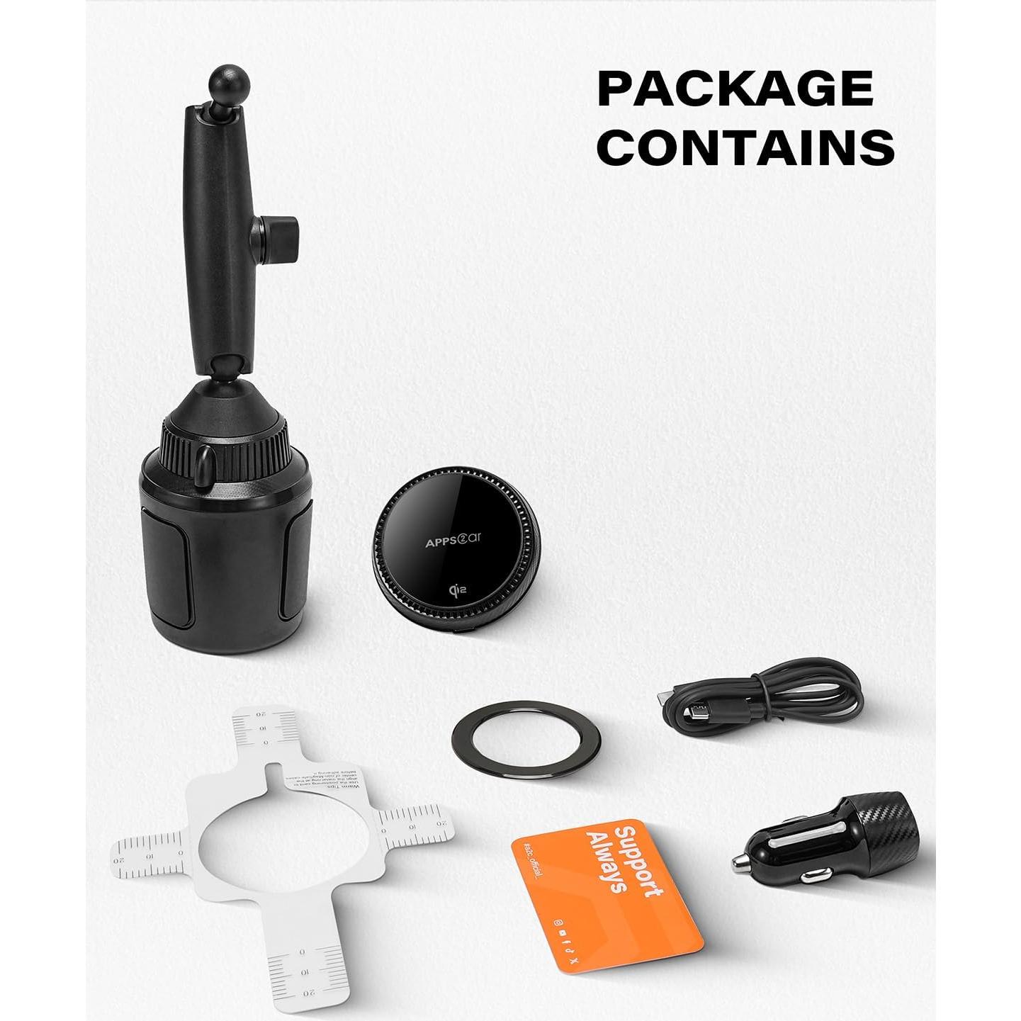 Cargador Soporte Taza APPS2Car Magnético 15W Qi2 para iPhone