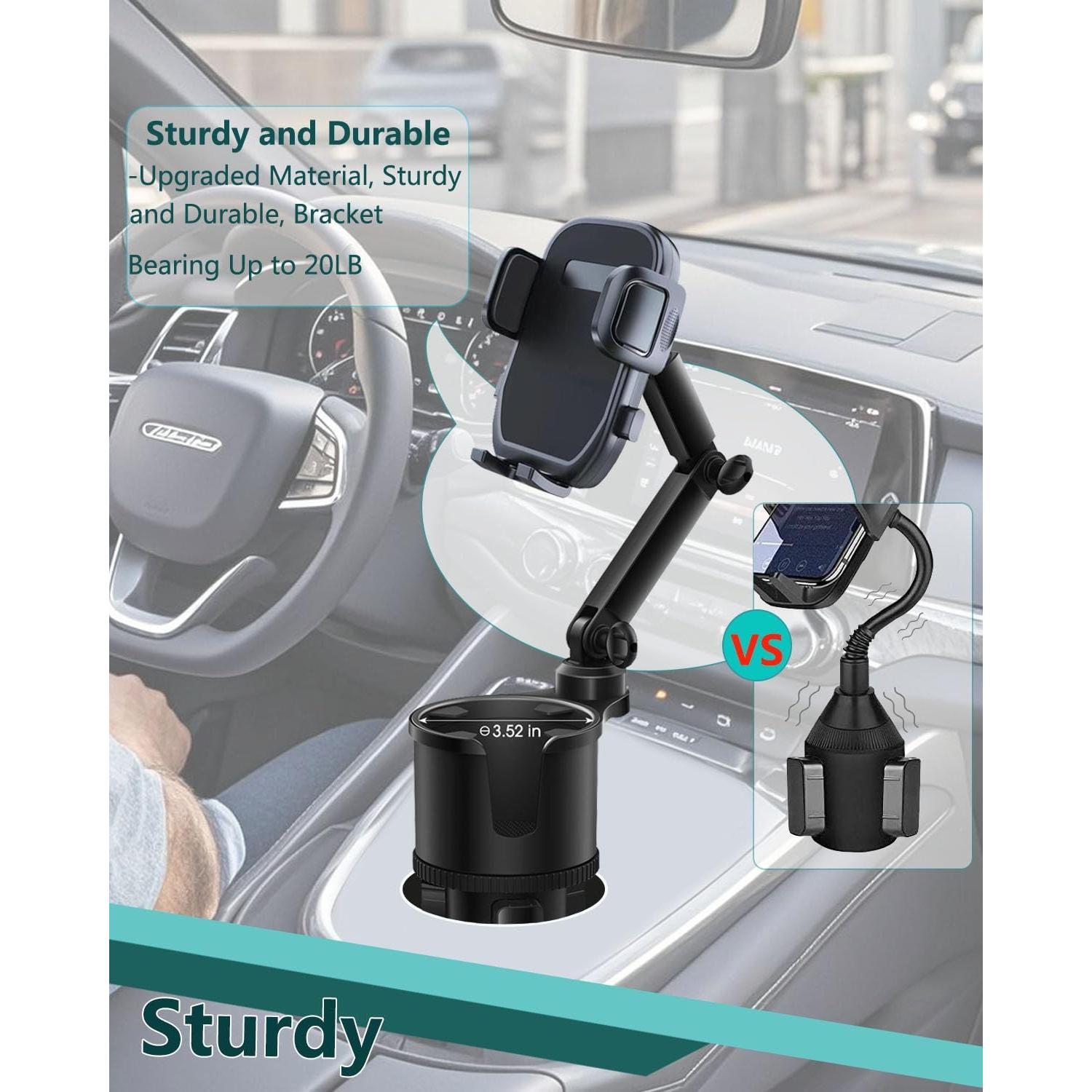 Soporte de taza para teléfono Easkkty 2 en 1 ajustable negro